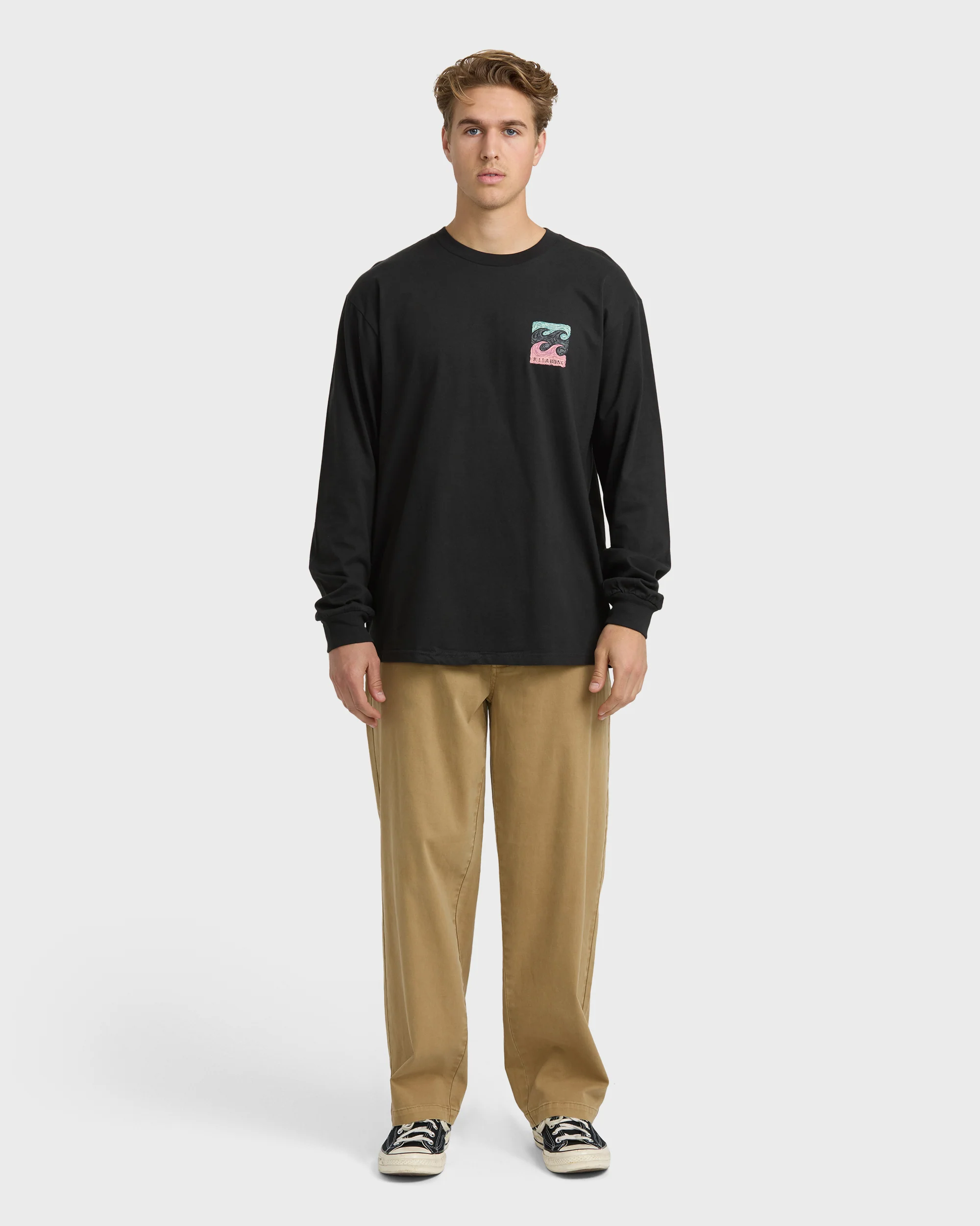 Crayon Wave Regular Long Sleeve T-Shirt - Washed Black