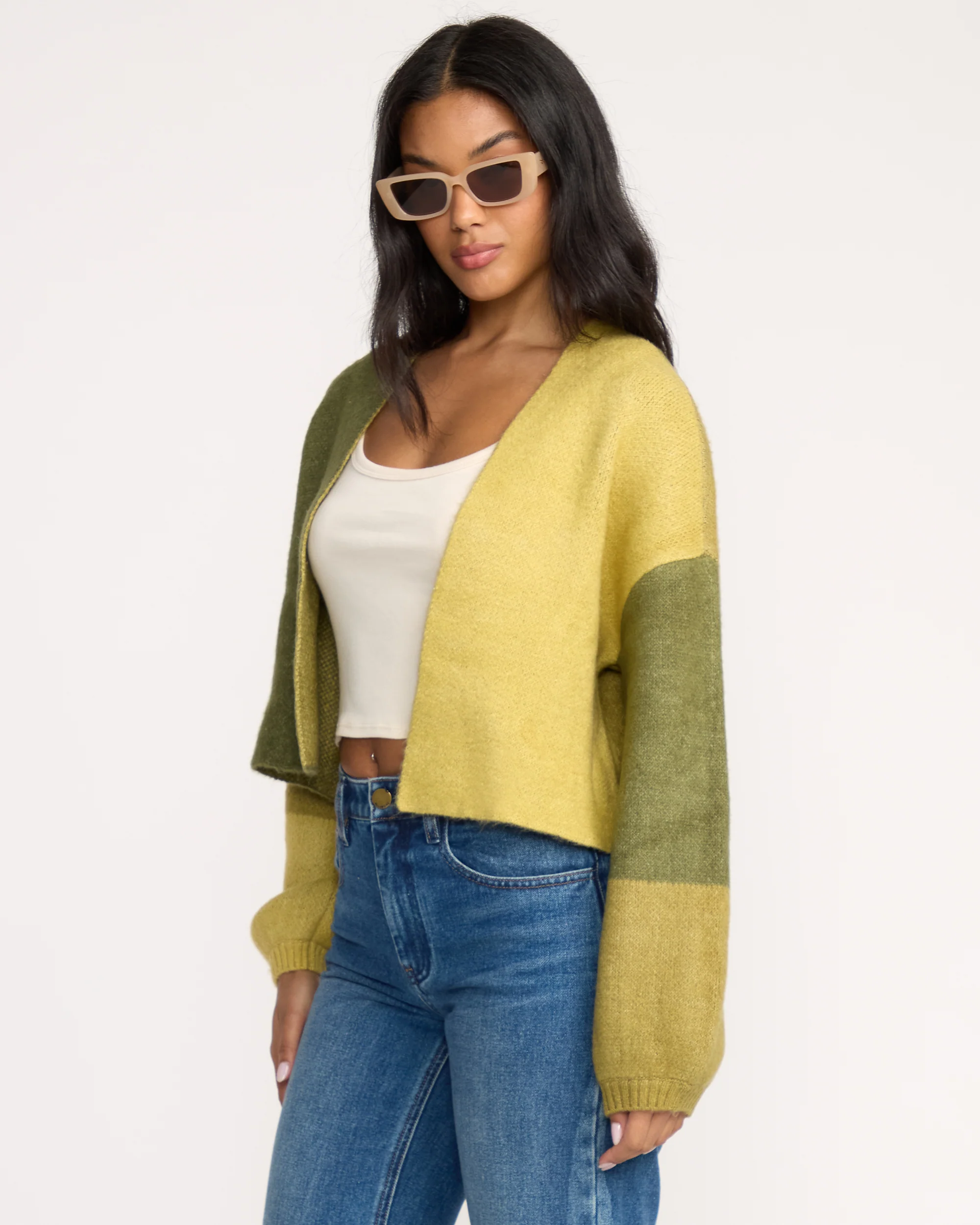 Block Out Cardigan - Green Tea