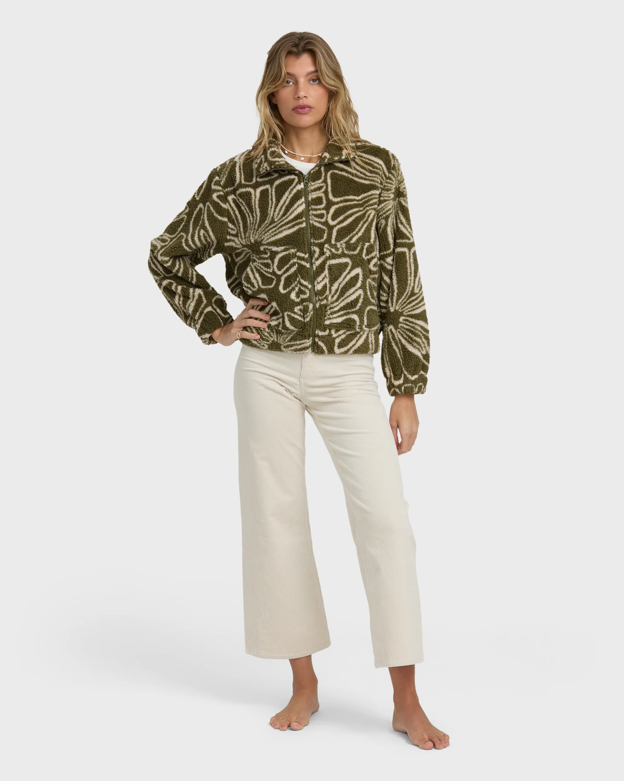 First Light Sherpa Front Zip Fleece - Martini Olive