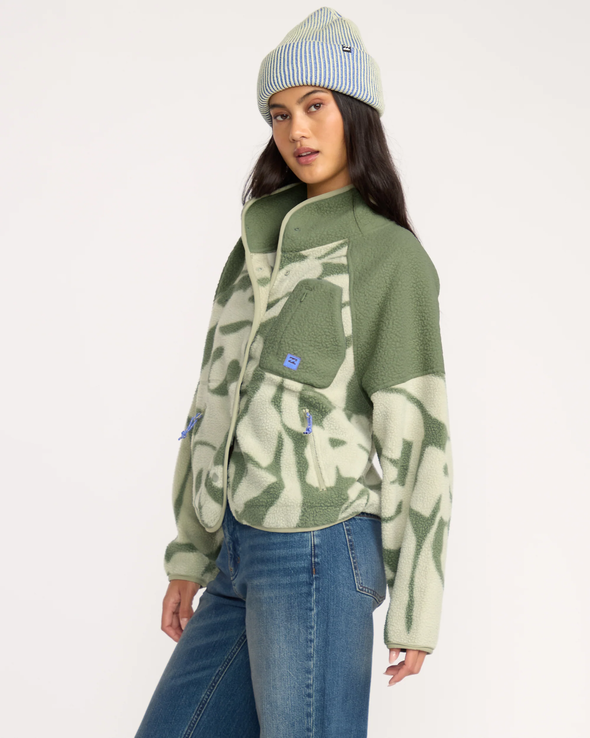 A/Div Popoyo Snap Up Sherpa Fleece Jacket - Seagrass