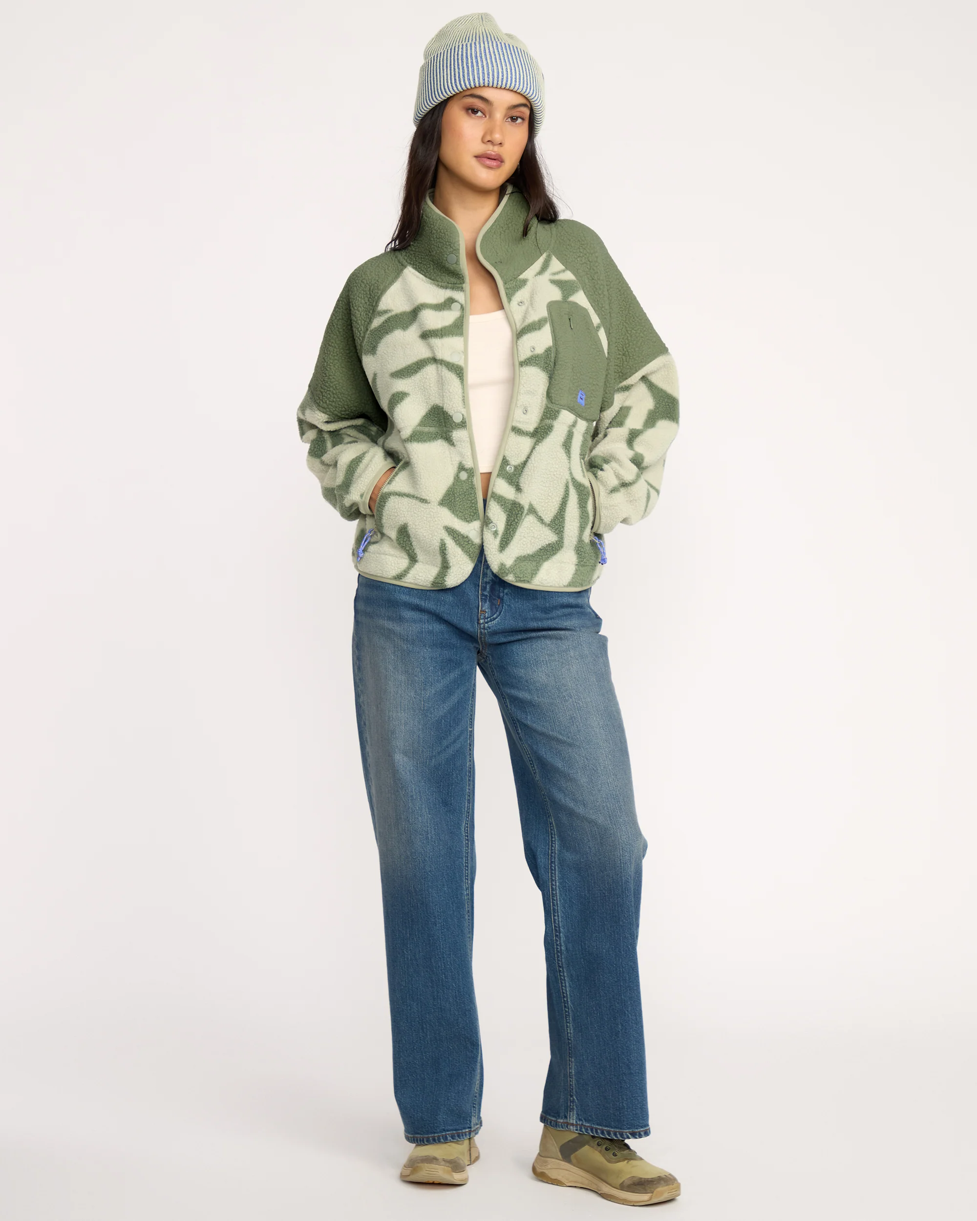 A/Div Popoyo Snap Up Sherpa Fleece Jacket - Seagrass
