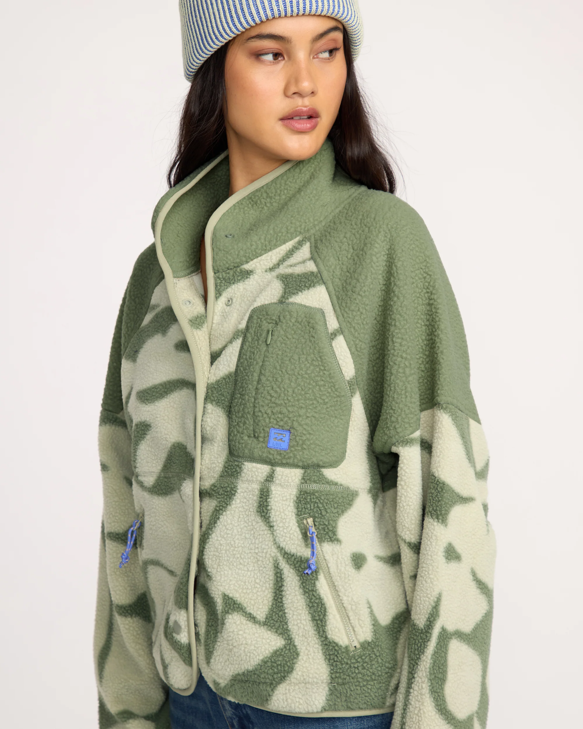 A/Div Popoyo Snap Up Sherpa Fleece Jacket - Seagrass