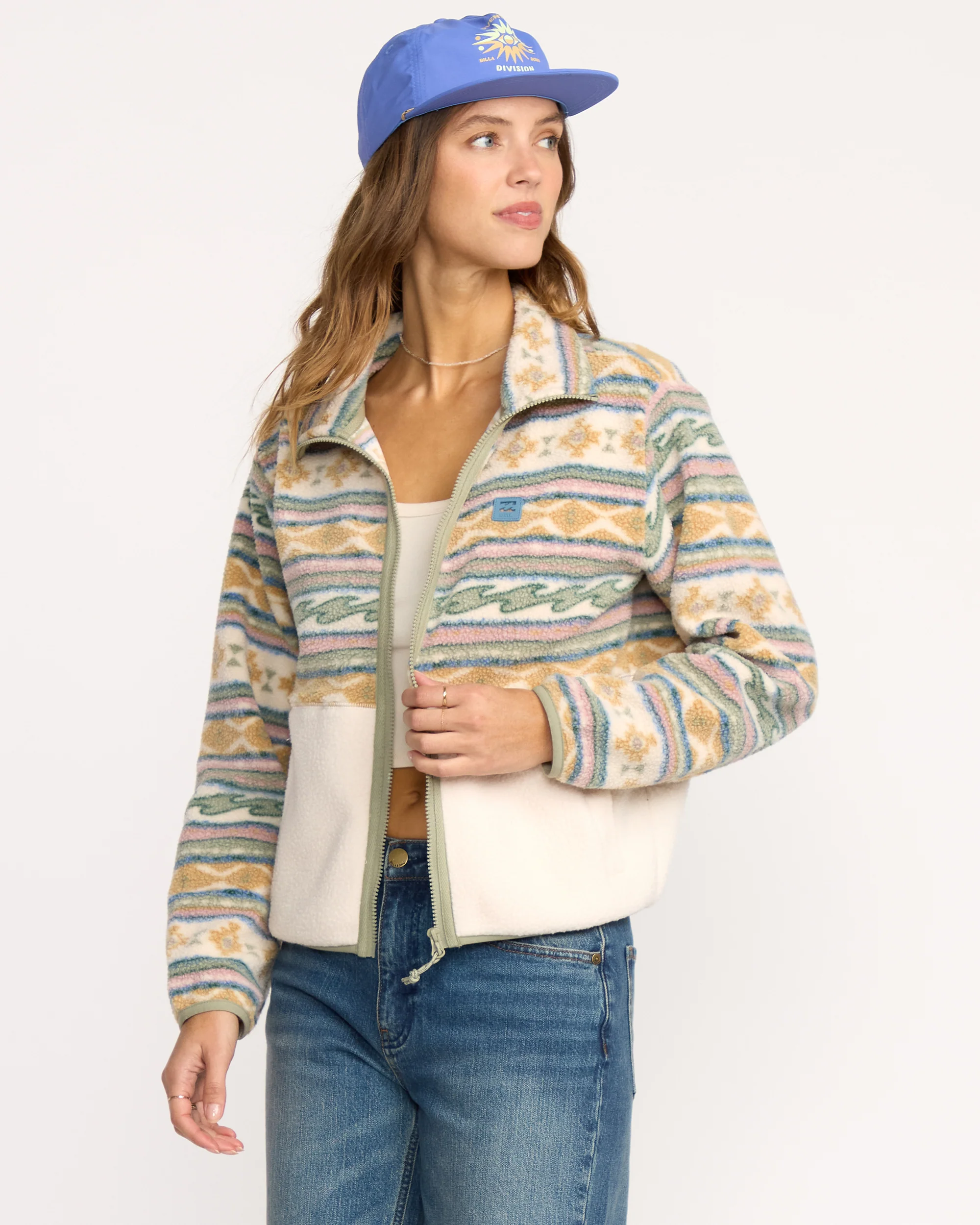 A/Div Rock Jetty Mock Neck Zip Sherpa Fleece - Whitecap