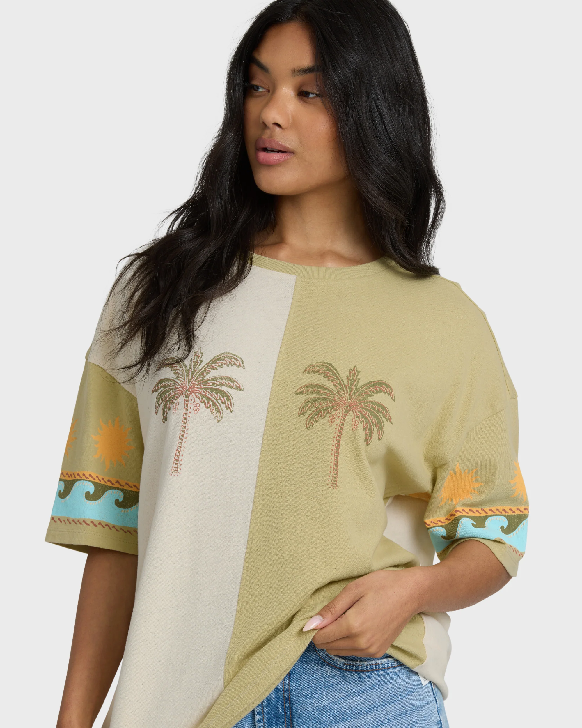 Split Palm Short Sleeve T-Shirt - White Cap