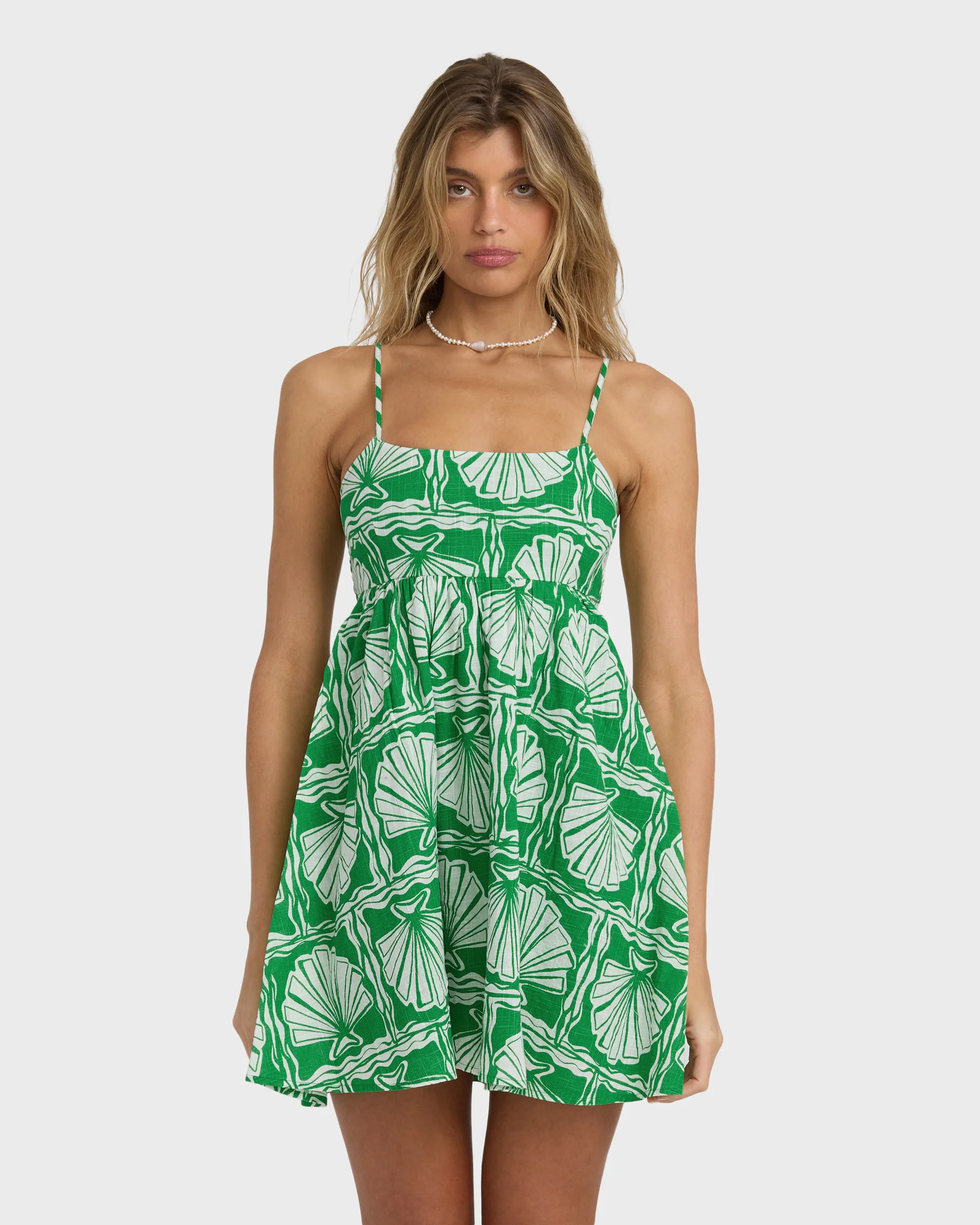 Sea Shell Mini Dress - Kelly Green