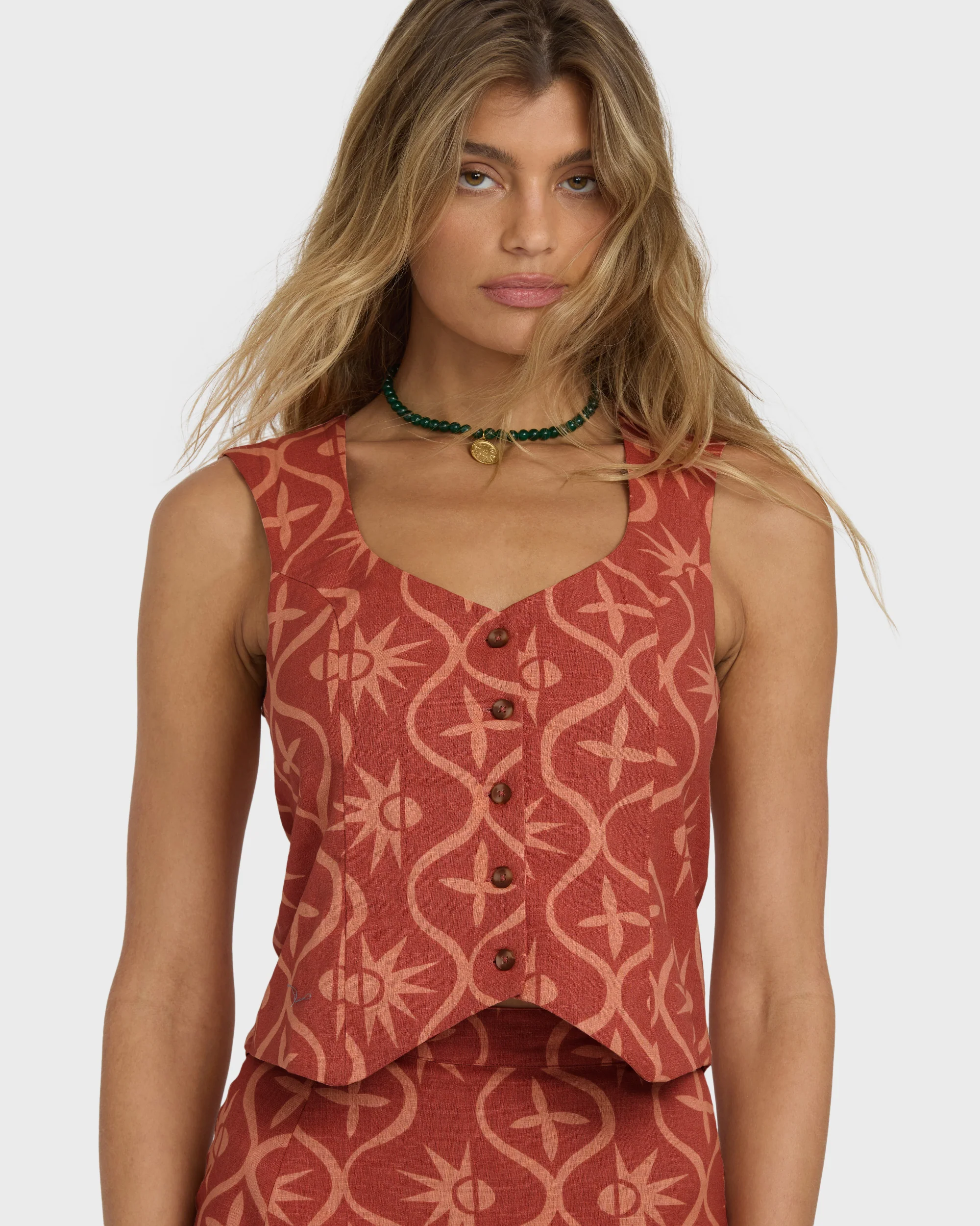 Sunny Waves Vest - Dark Coral