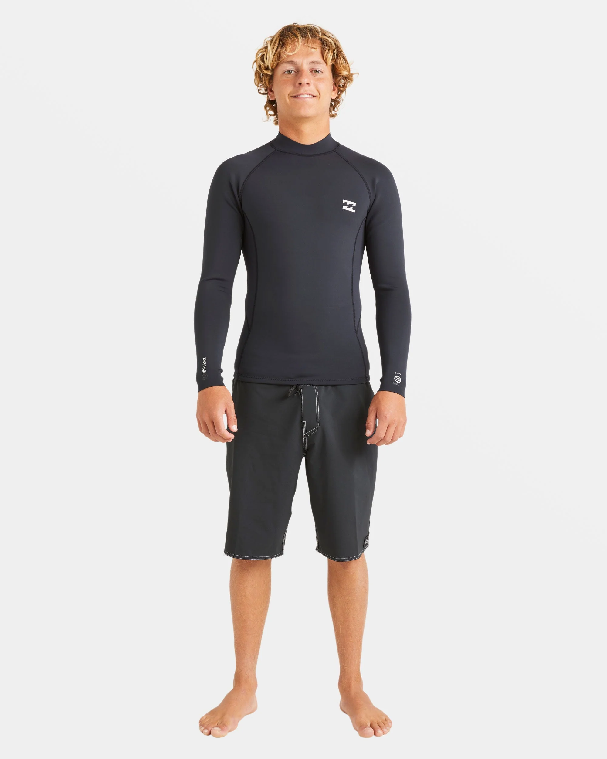 1/1mm Absolute Natural Upcycler Flatlock Back Zip Wetsuit Jacket - Black