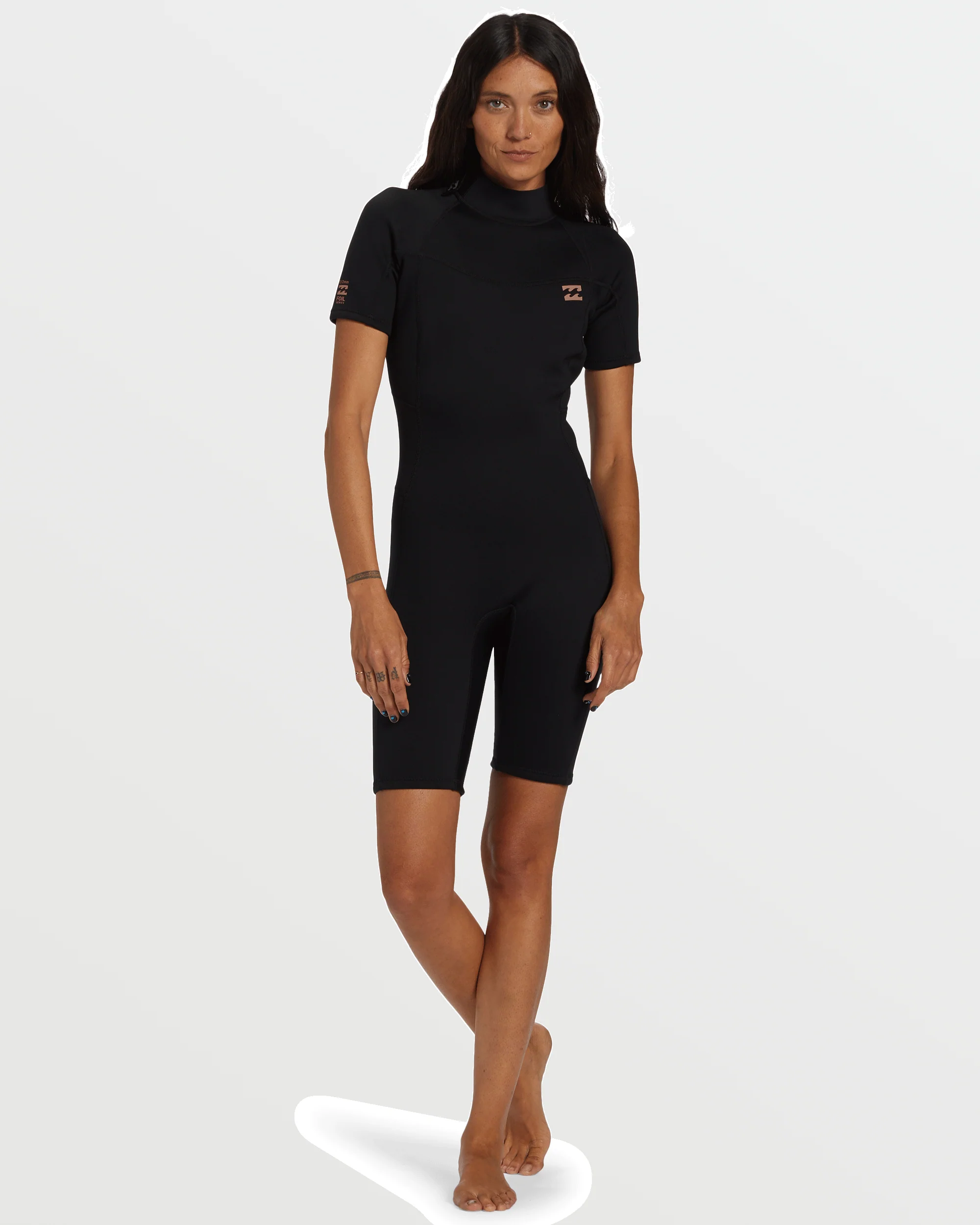 Foil Flatlock Short Sleeve Springsuit - Black