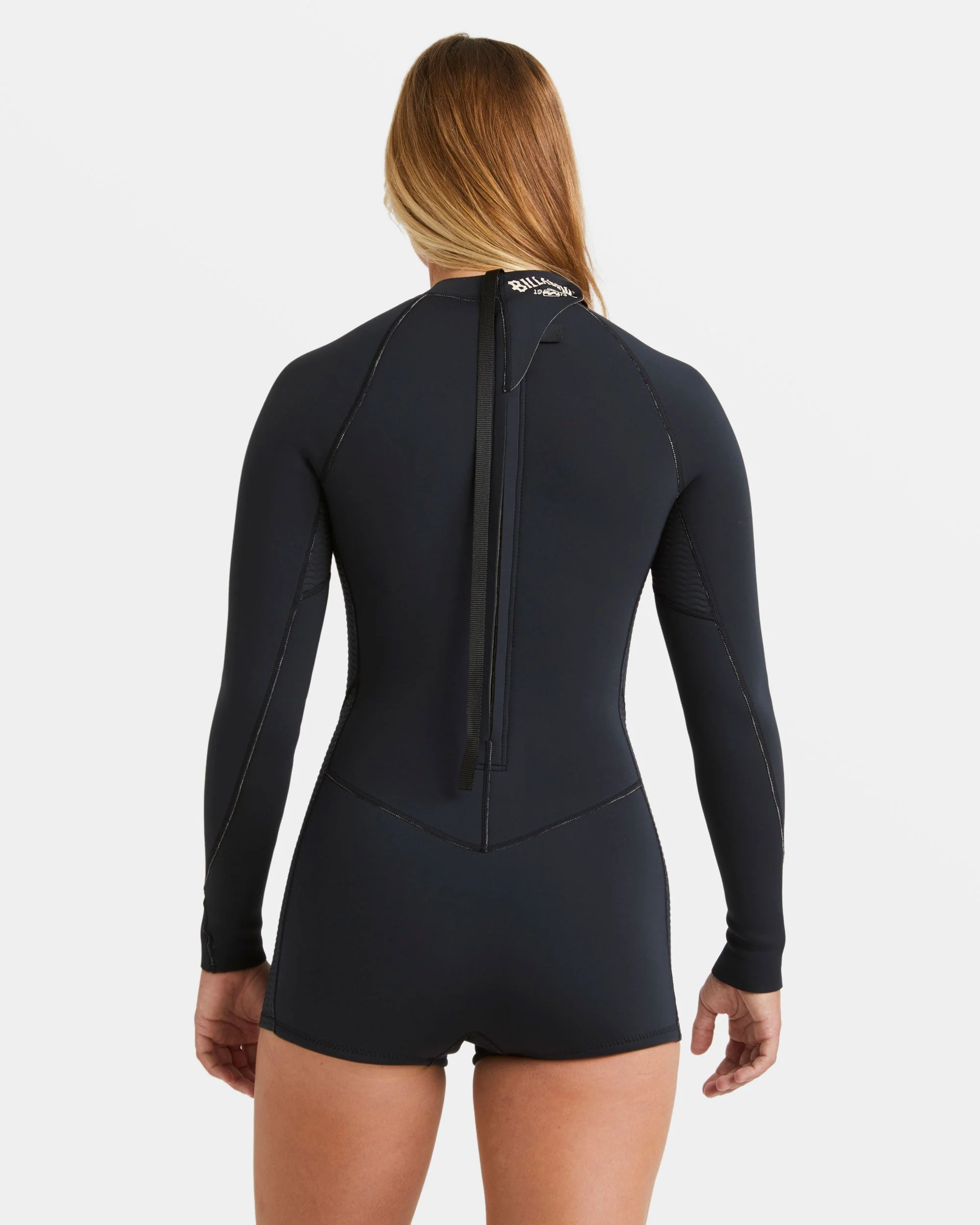 2/2mm Spring Fever Natural Upcycler Flatlock Back Zip Long Sleeve Springsuit - Black