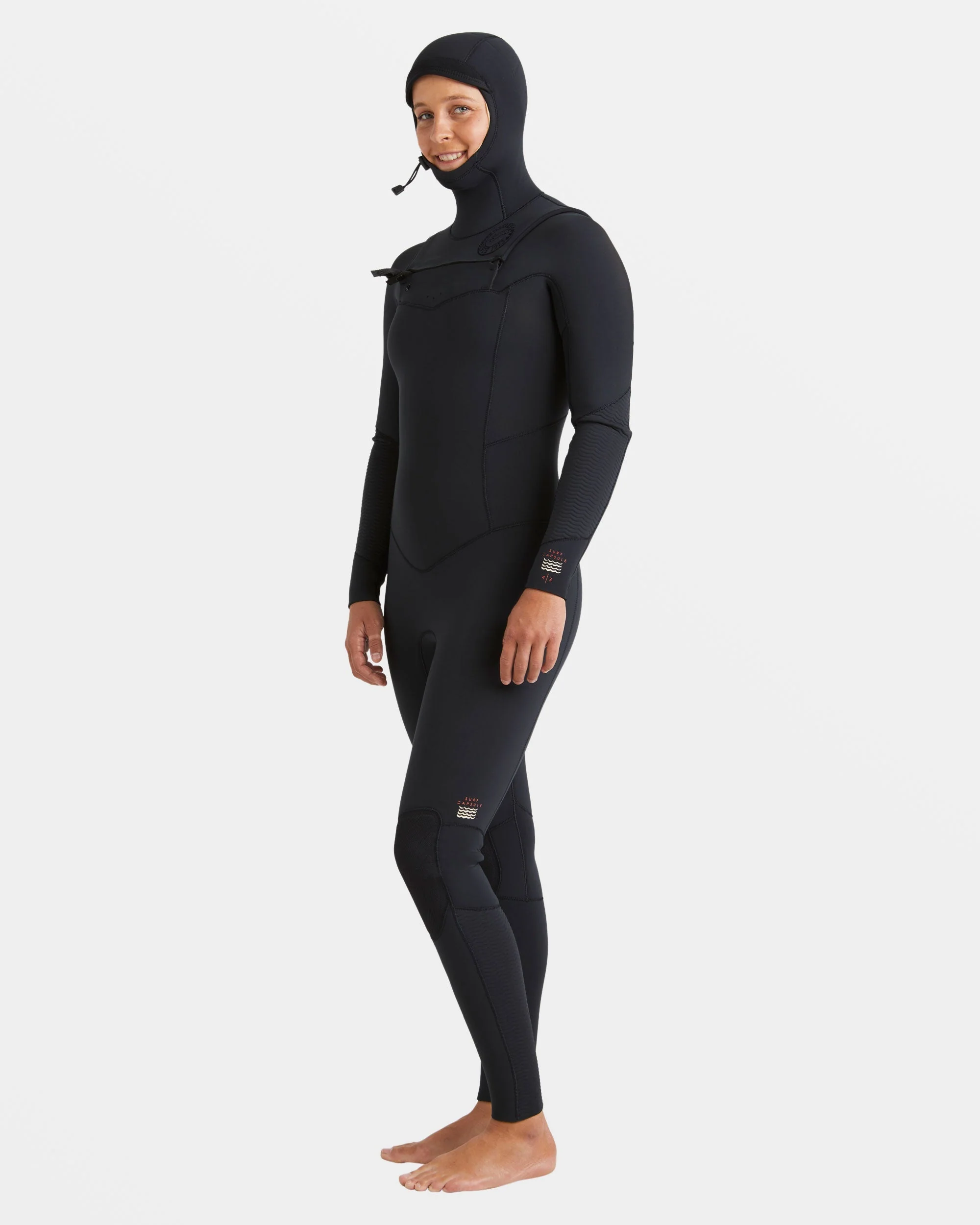 4/3mm Salty Dayz Natural Upcycler GBS Chest Zip Hooded Wetsuit - Black