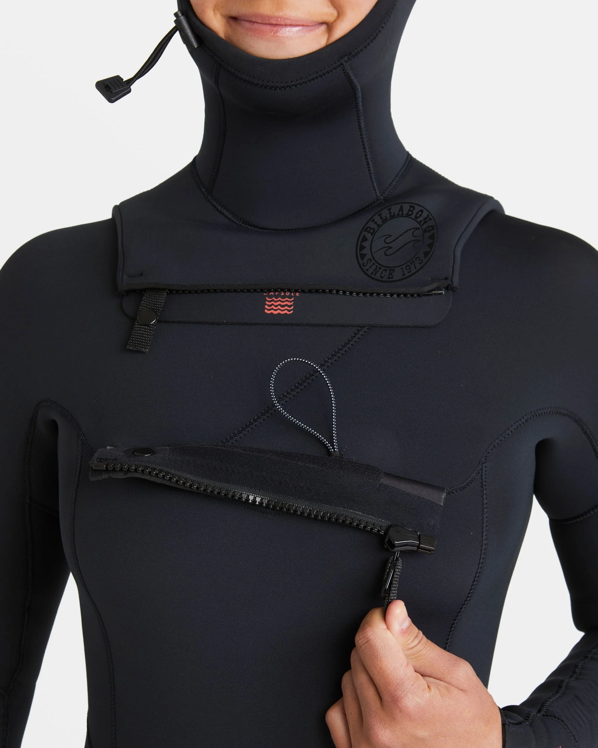 4/3mm Salty Dayz Natural Upcycler GBS Chest Zip Hooded Wetsuit - Black