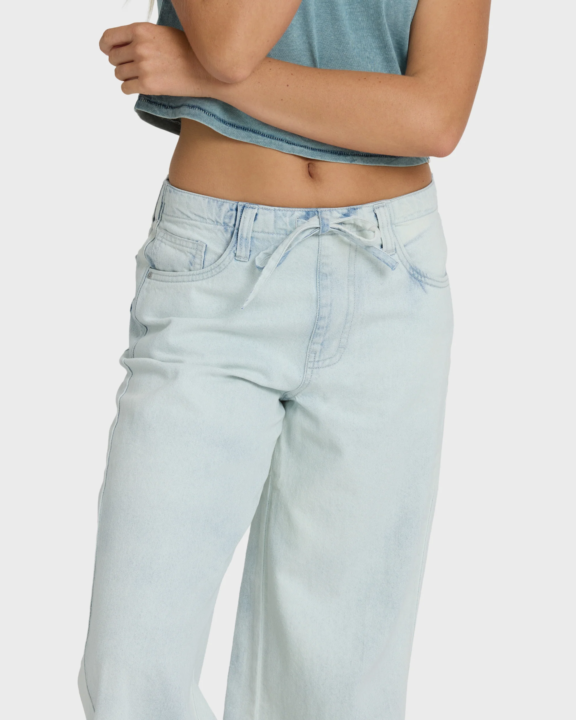 Jade Saltwashed Elastic Waist Pants - Blue Mist