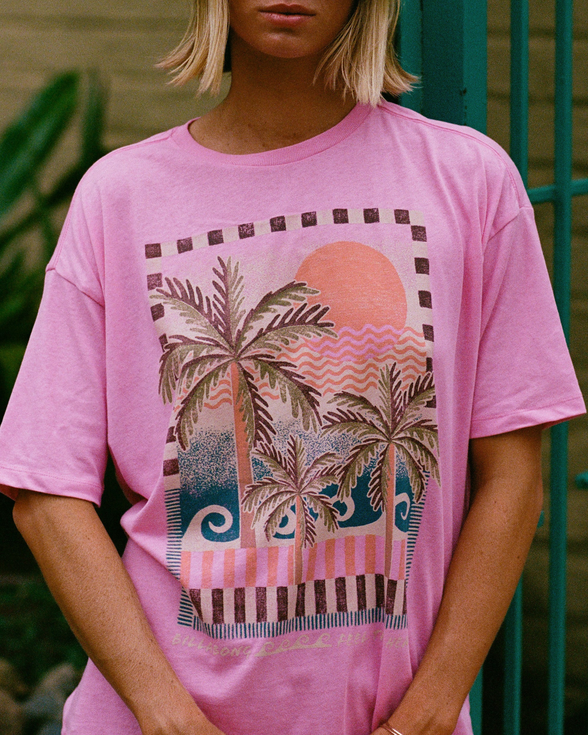 1443-feel-the-heat-short-sleeve-knit-t-shirt-party-pink-4.jpg Feel The Heat Short Sleeve Knit T-Shirt - Party Pink