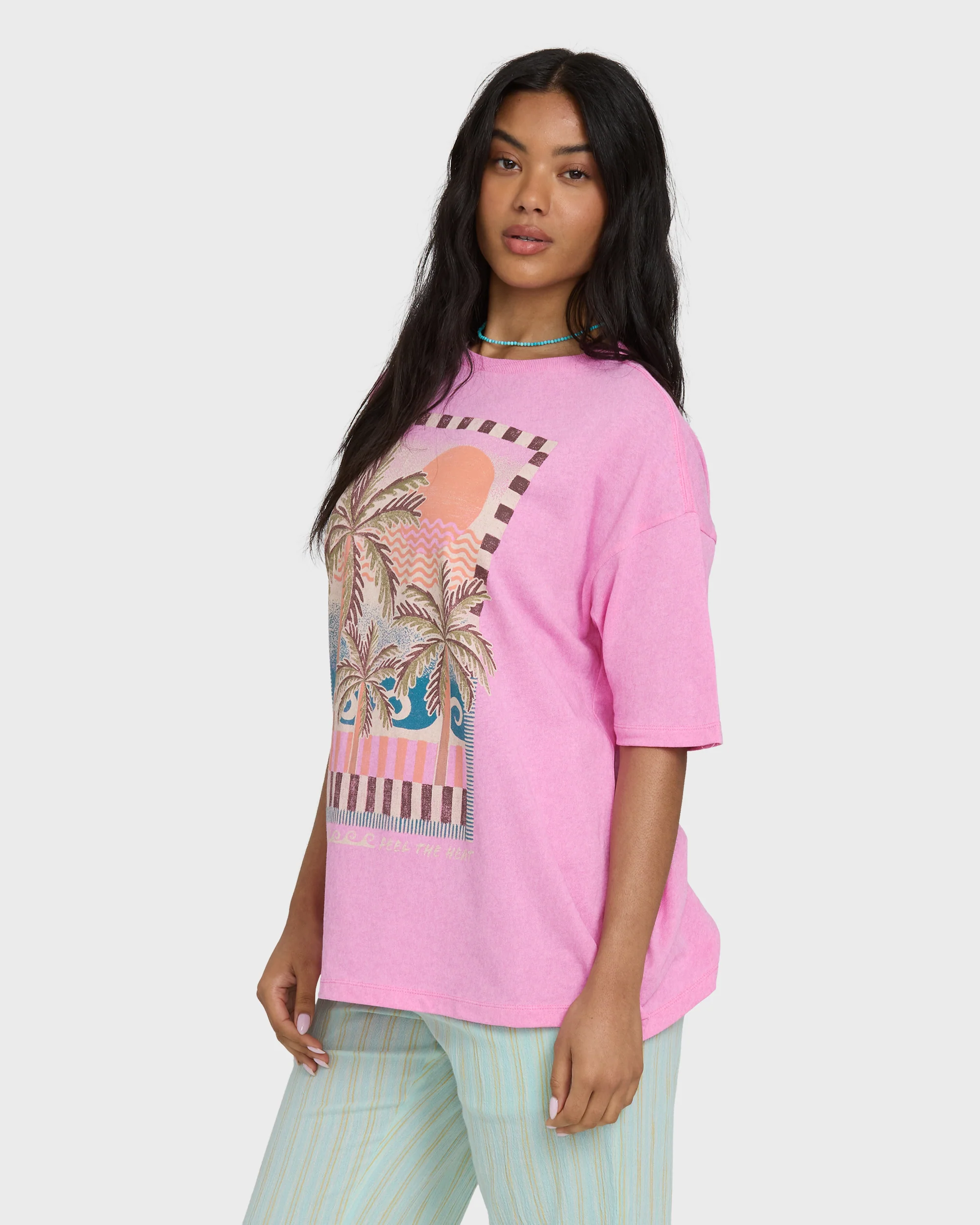 1444-party-pink-xs-party-pink-xs-variation-1.webp Feel The Heat Short Sleeve Knit T-Shirt - Party Pink
