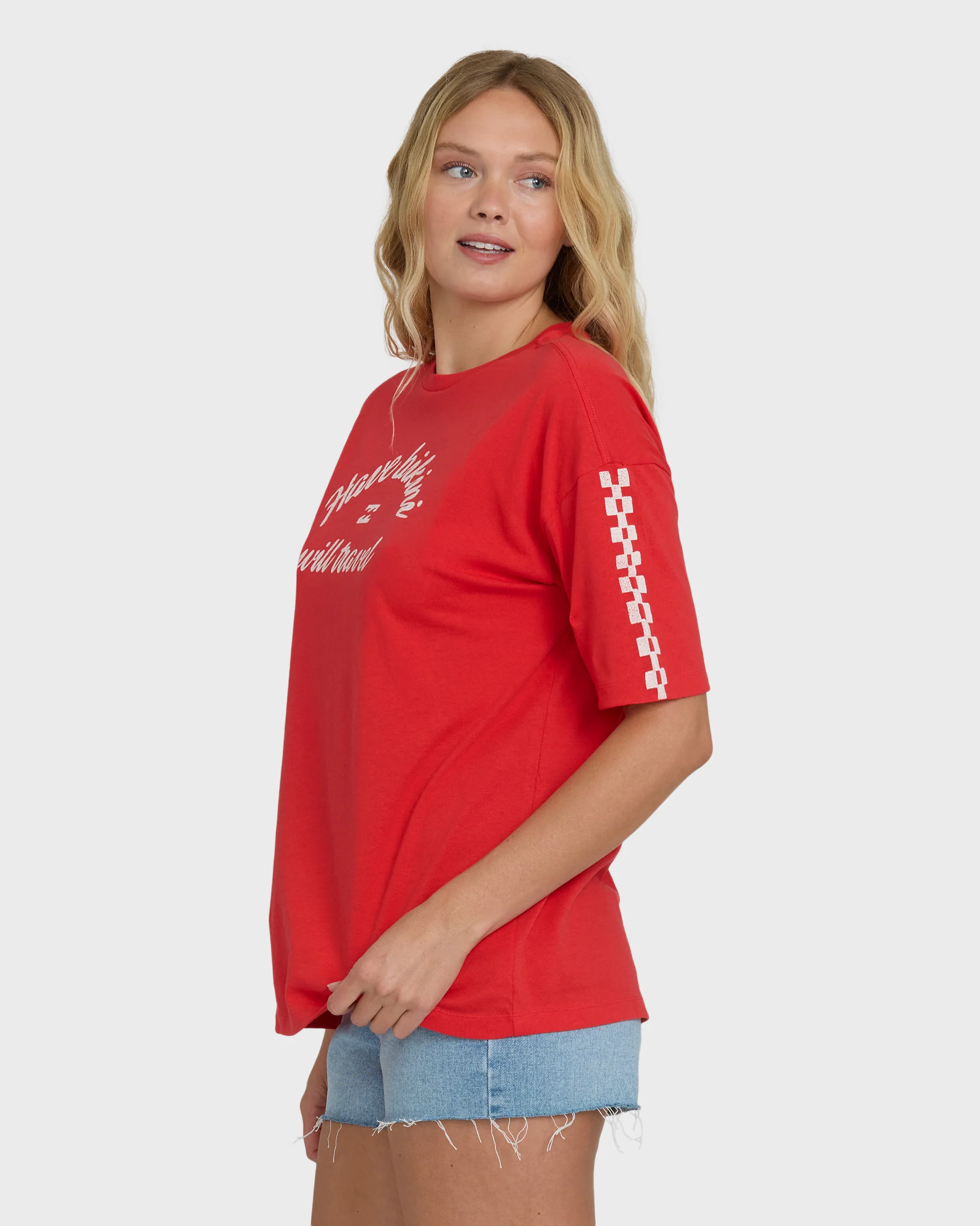 1497-i-will-travel-short-sleeve-knit-t-shirt-fiesta-red-3.webp I Will Travel Short Sleeve Knit T-Shirt - Fiesta Red