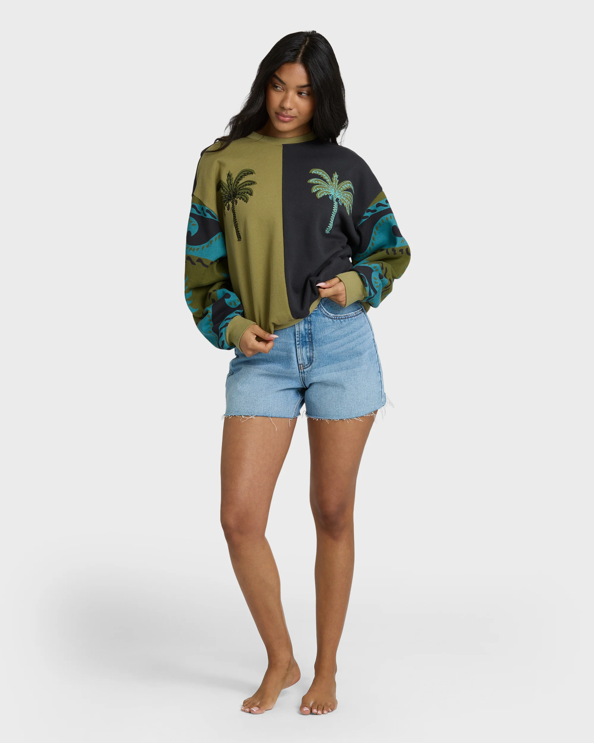Split Palm Kendal Crewneck Sweatshirt - Cedar