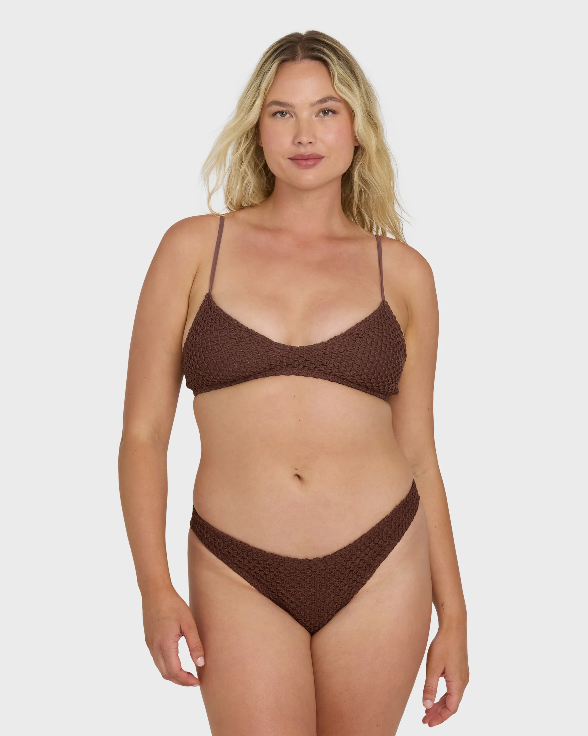 Twisted Tides V Bralette Bikini Top - Espresso