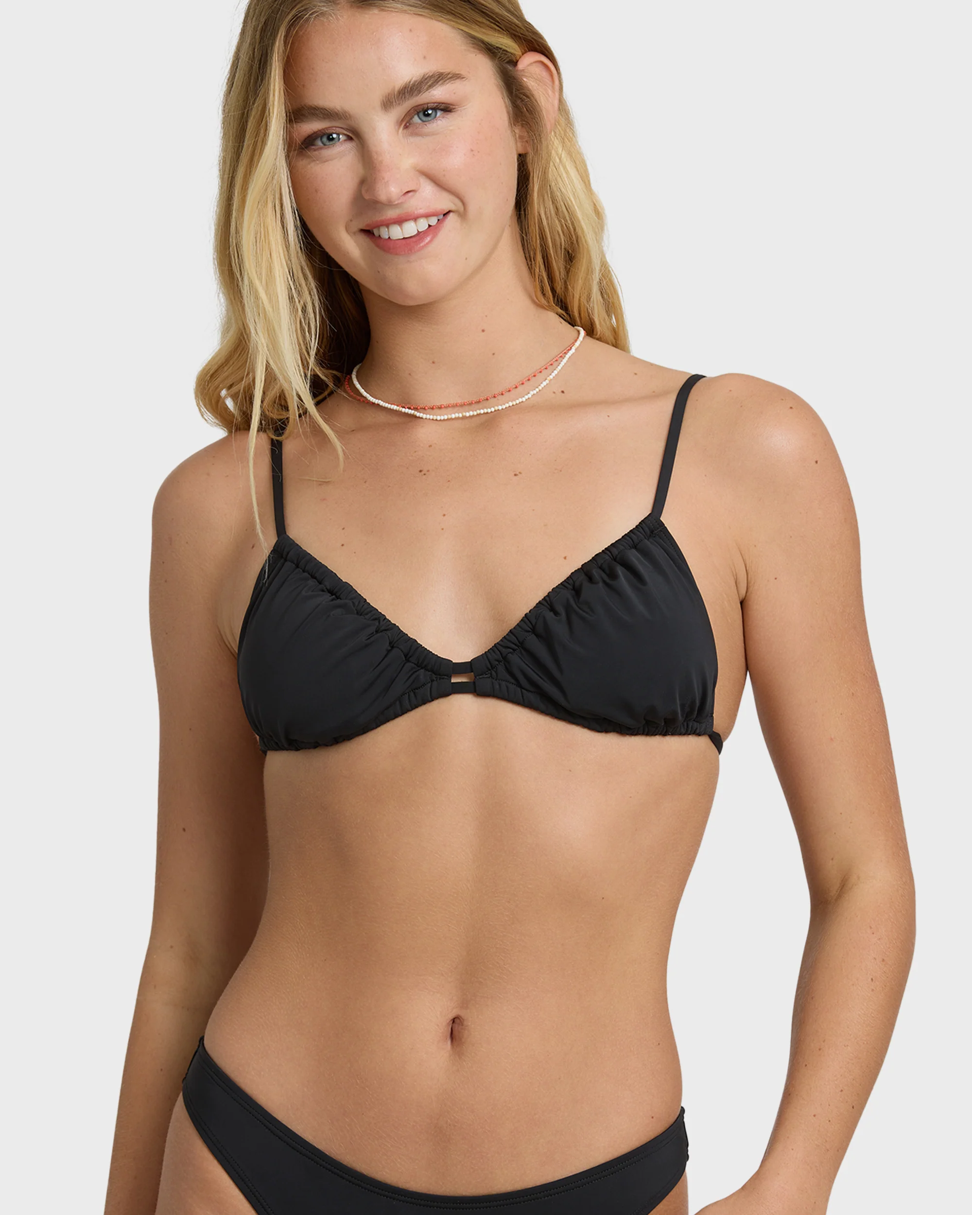 Sol Searcher Teagan Bralette Bikini Top - Black Pebble