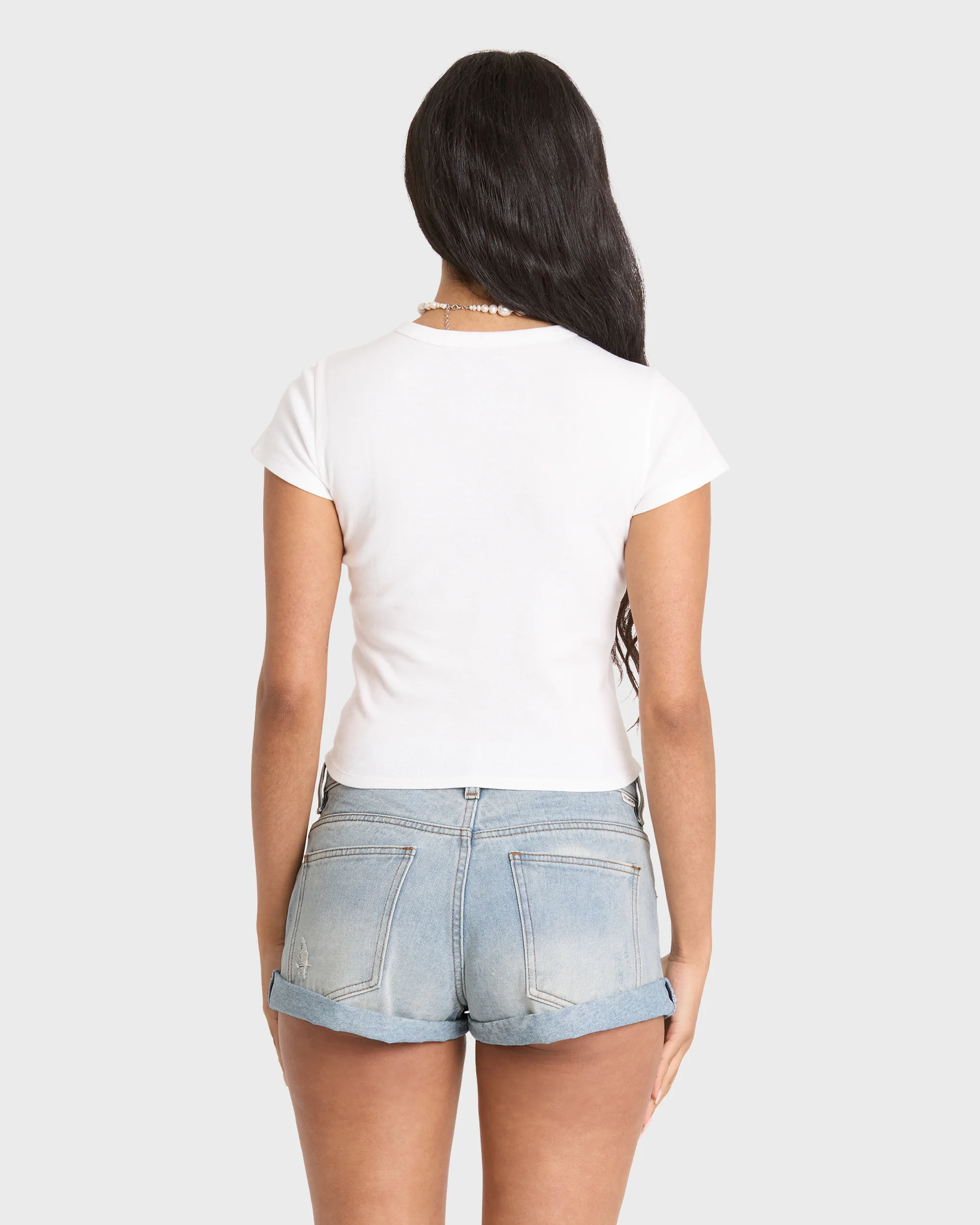 Get Low Denim Shorts - Light Wash Destroy