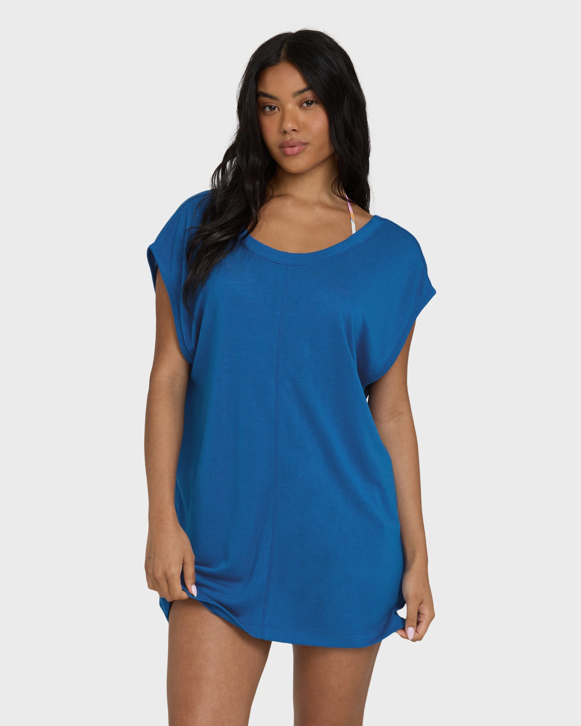 3039-hallow-wave-mini-short-sleeve-dress-true-blue-1.webp Hallow Wave Mini Short Sleeve Dress - True Blue