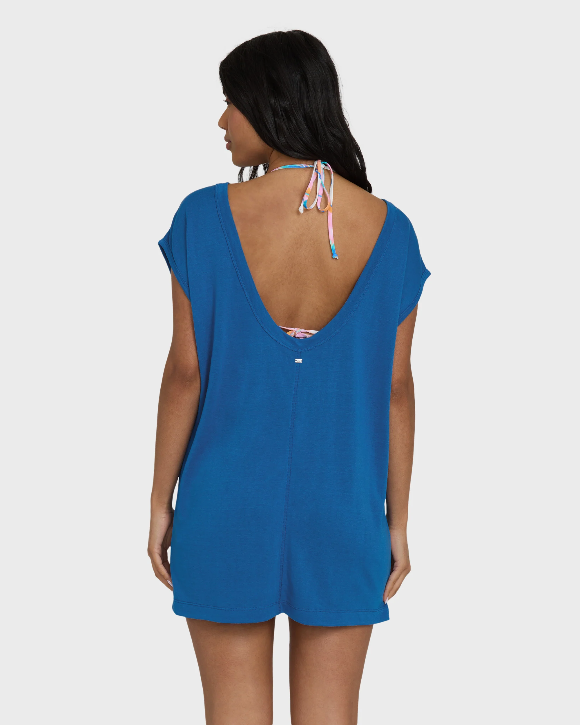 3039-hallow-wave-mini-short-sleeve-dress-true-blue-2.webp Hallow Wave Mini Short Sleeve Dress - True Blue