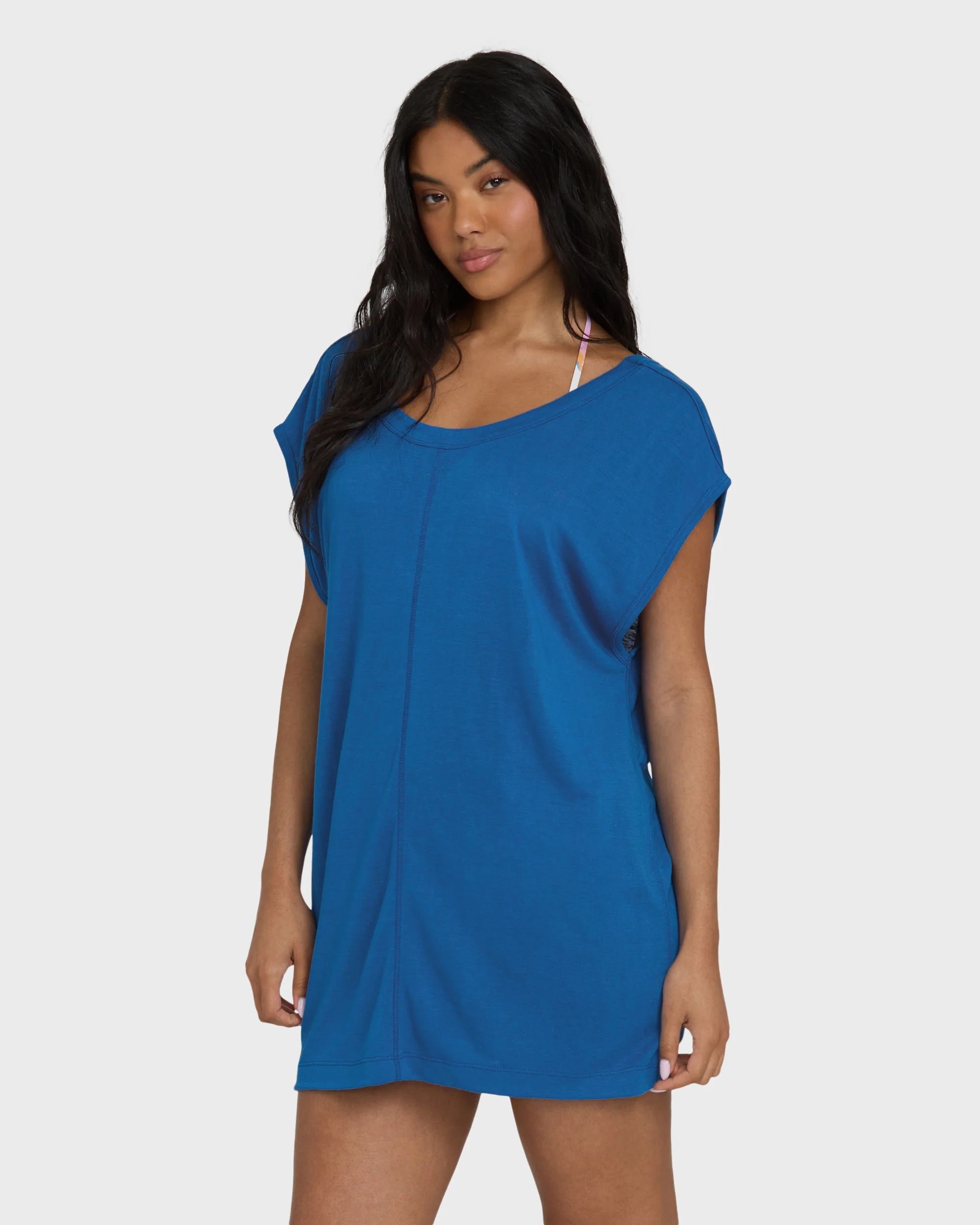 3039-hallow-wave-mini-short-sleeve-dress-true-blue-3.webp Hallow Wave Mini Short Sleeve Dress - True Blue