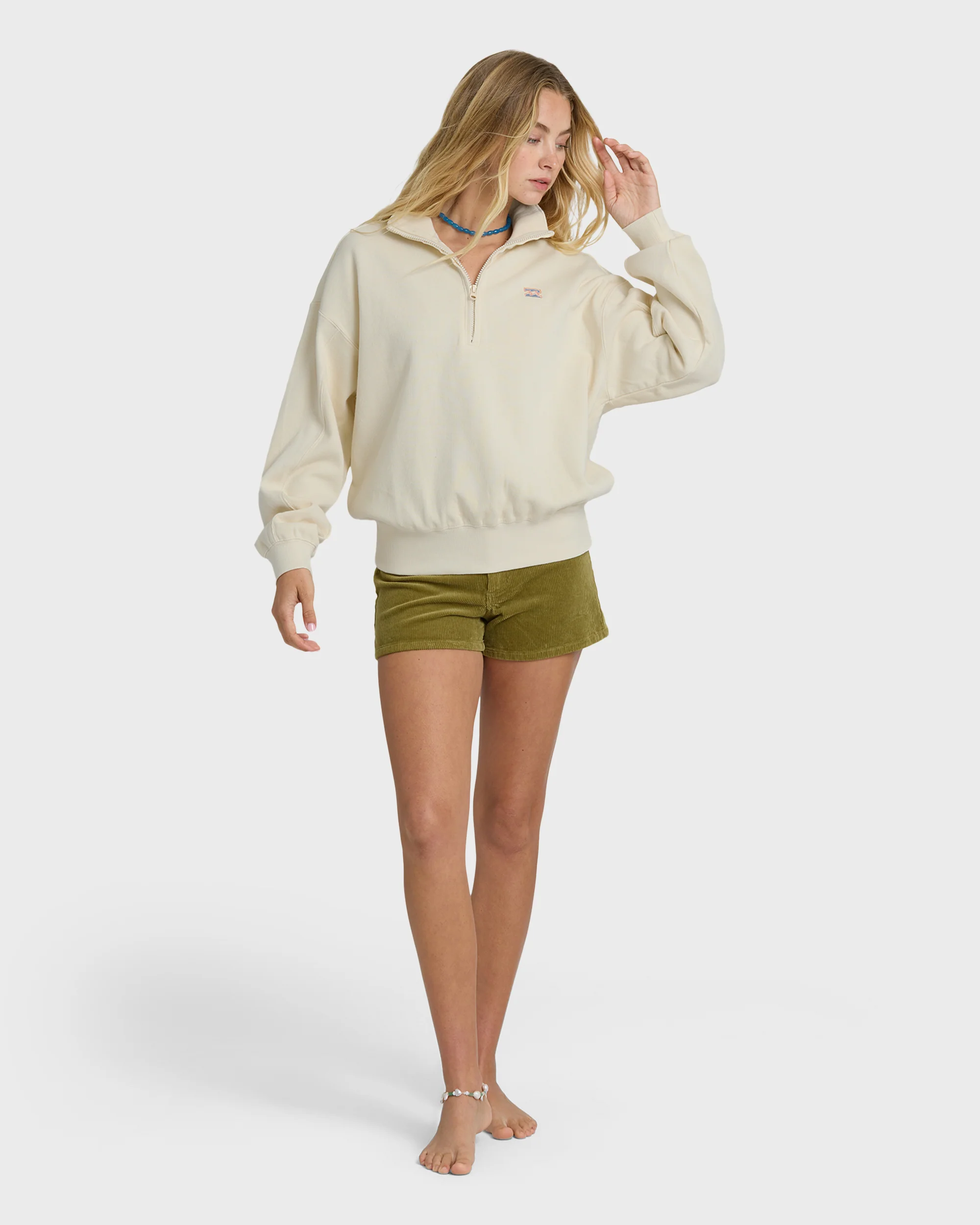 Classic Feels Half Zip Pullover Sweatshirt - White Cap