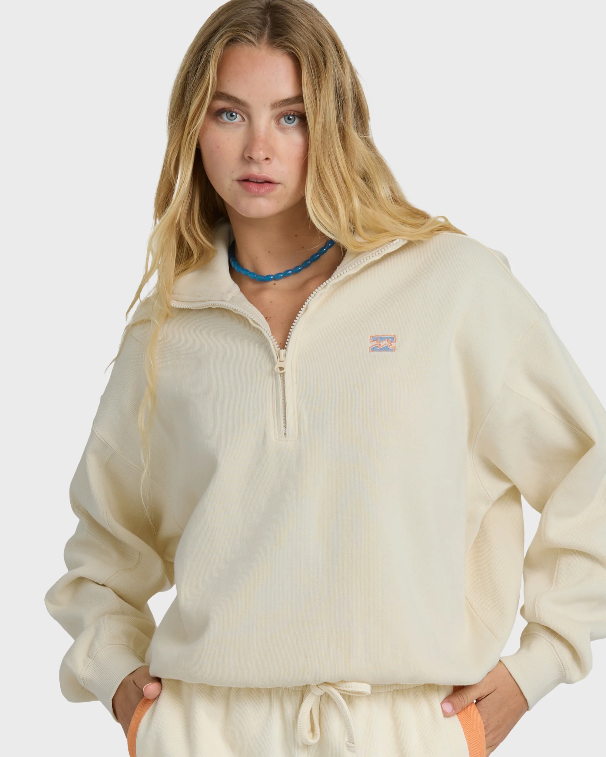 Classic Feels Half Zip Pullover Sweatshirt - White Cap