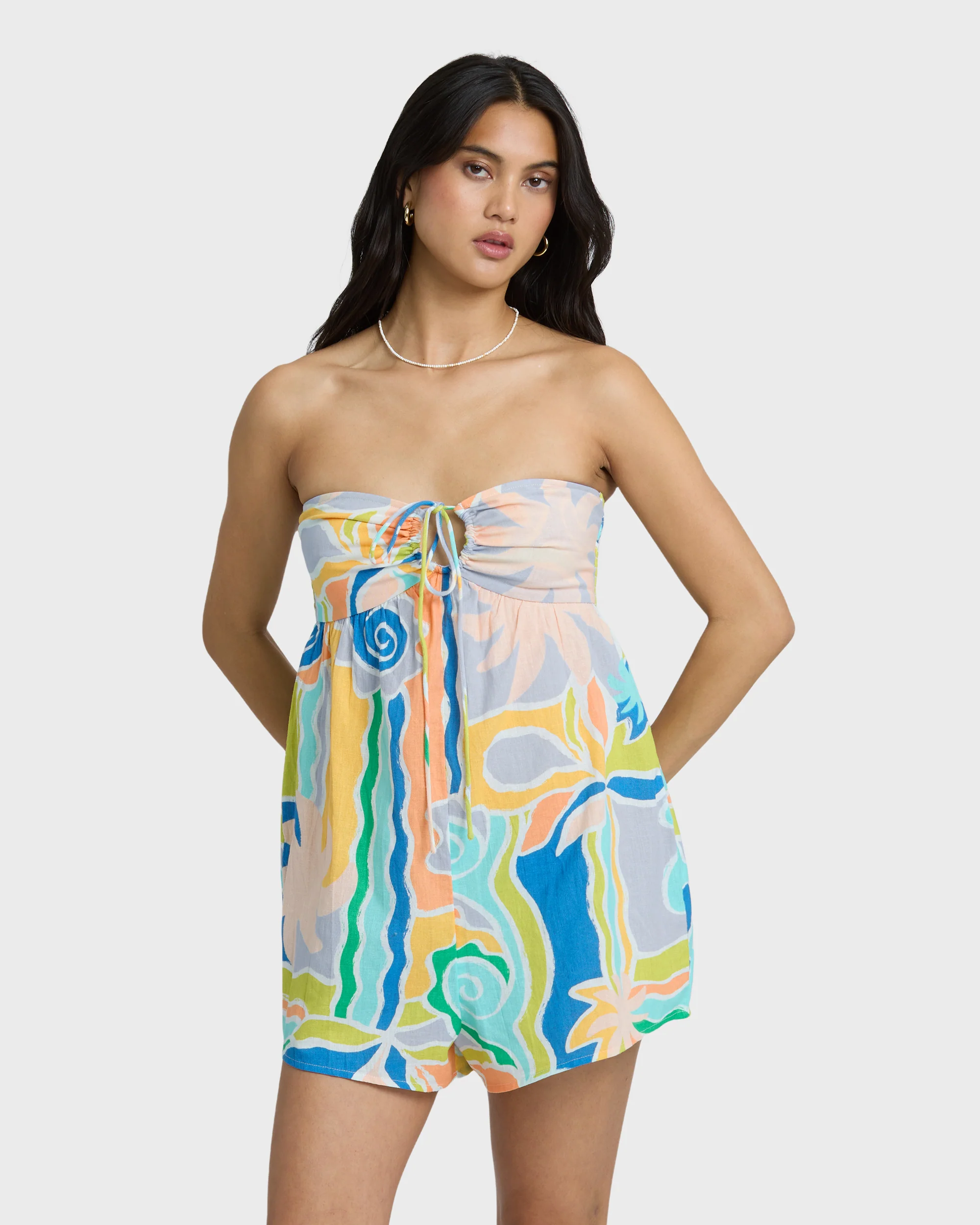 3115-so-groovy-romper-blue-multi-1.webp So Groovy Romper - Blue Multi