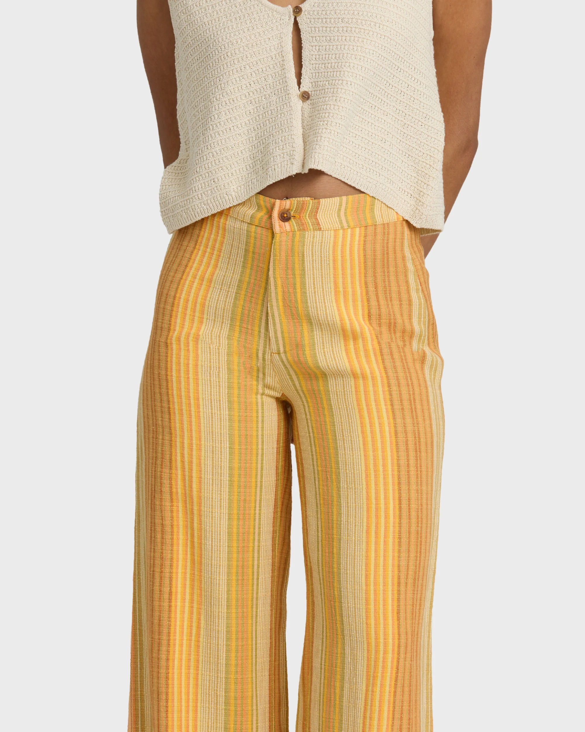 Hazy Daze Elastic Waist Pants - Brown Multi