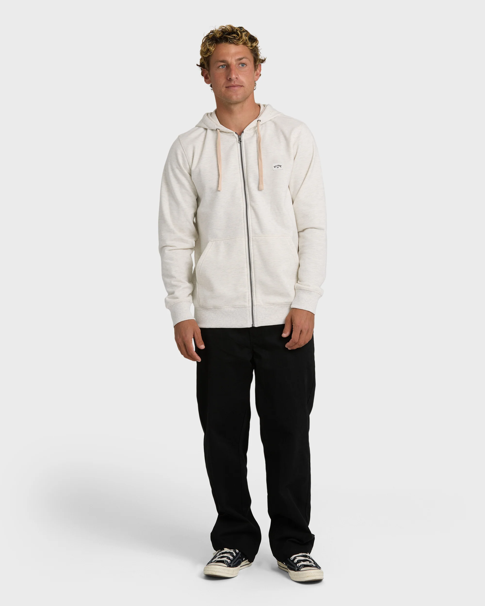 All Day Zip Front Hoodie - Oatmeal Heather.