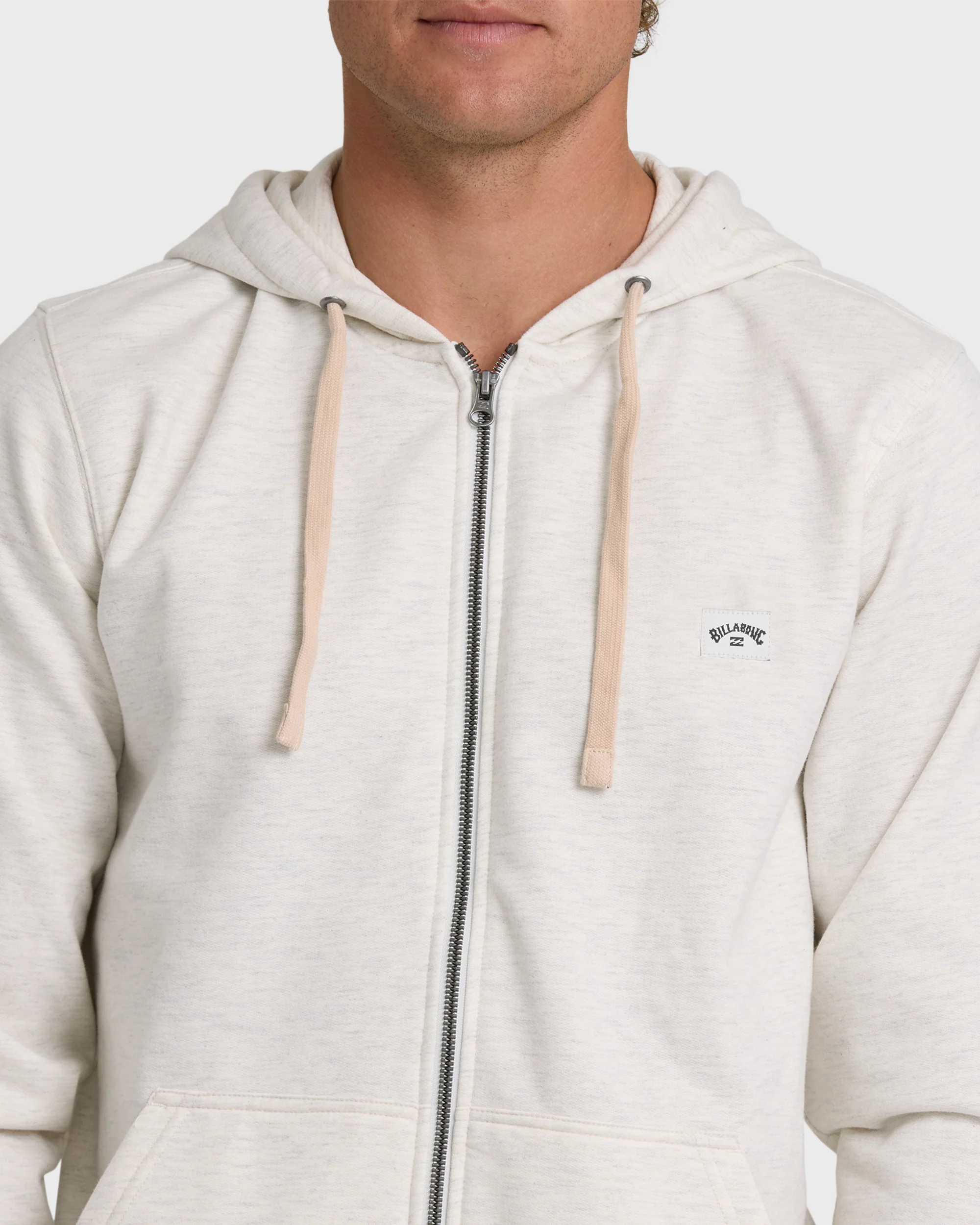 All Day Zip Front Hoodie - Oatmeal Heather.
