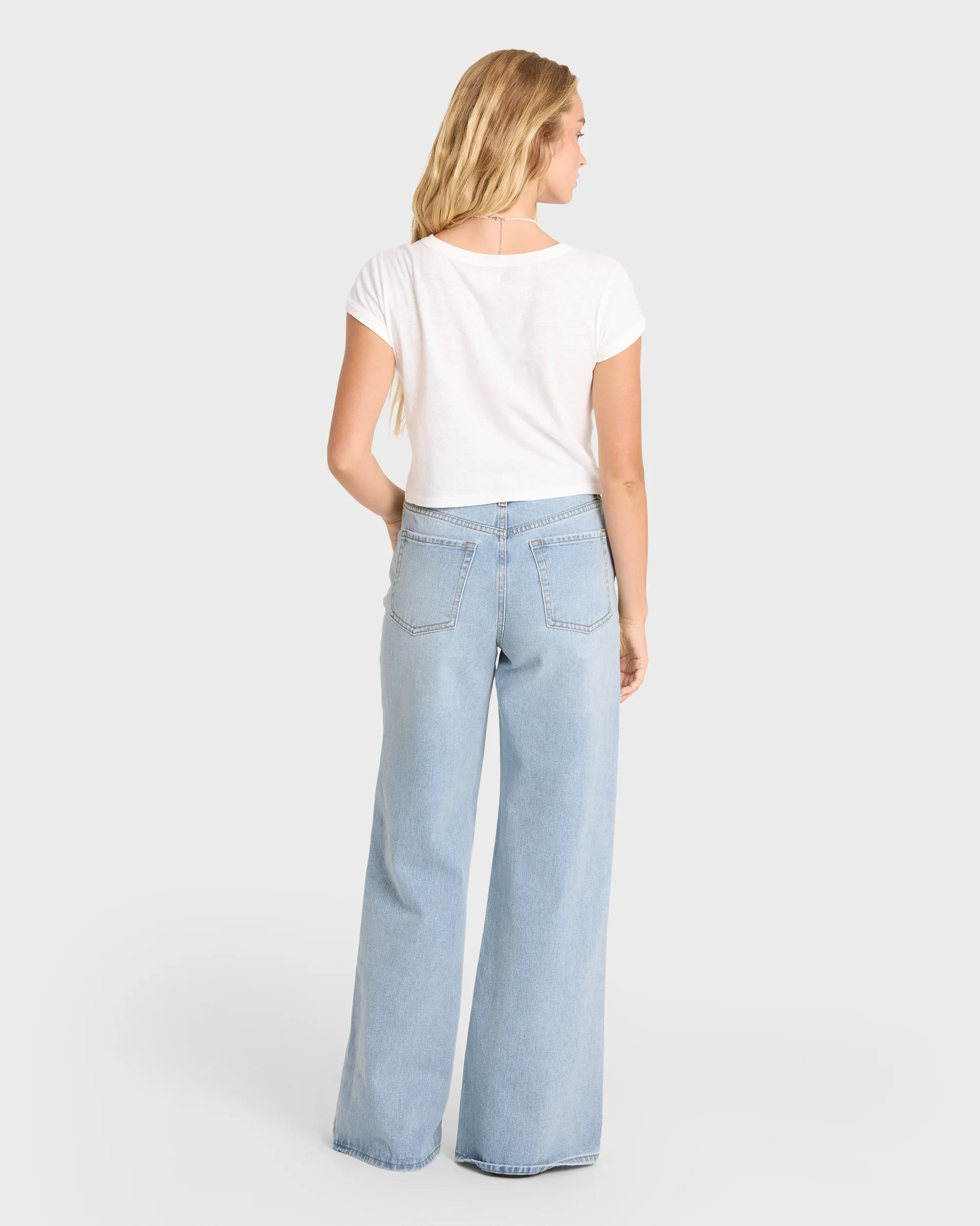 Free Fall High-Waist Denim Flare Pants - Light Wash