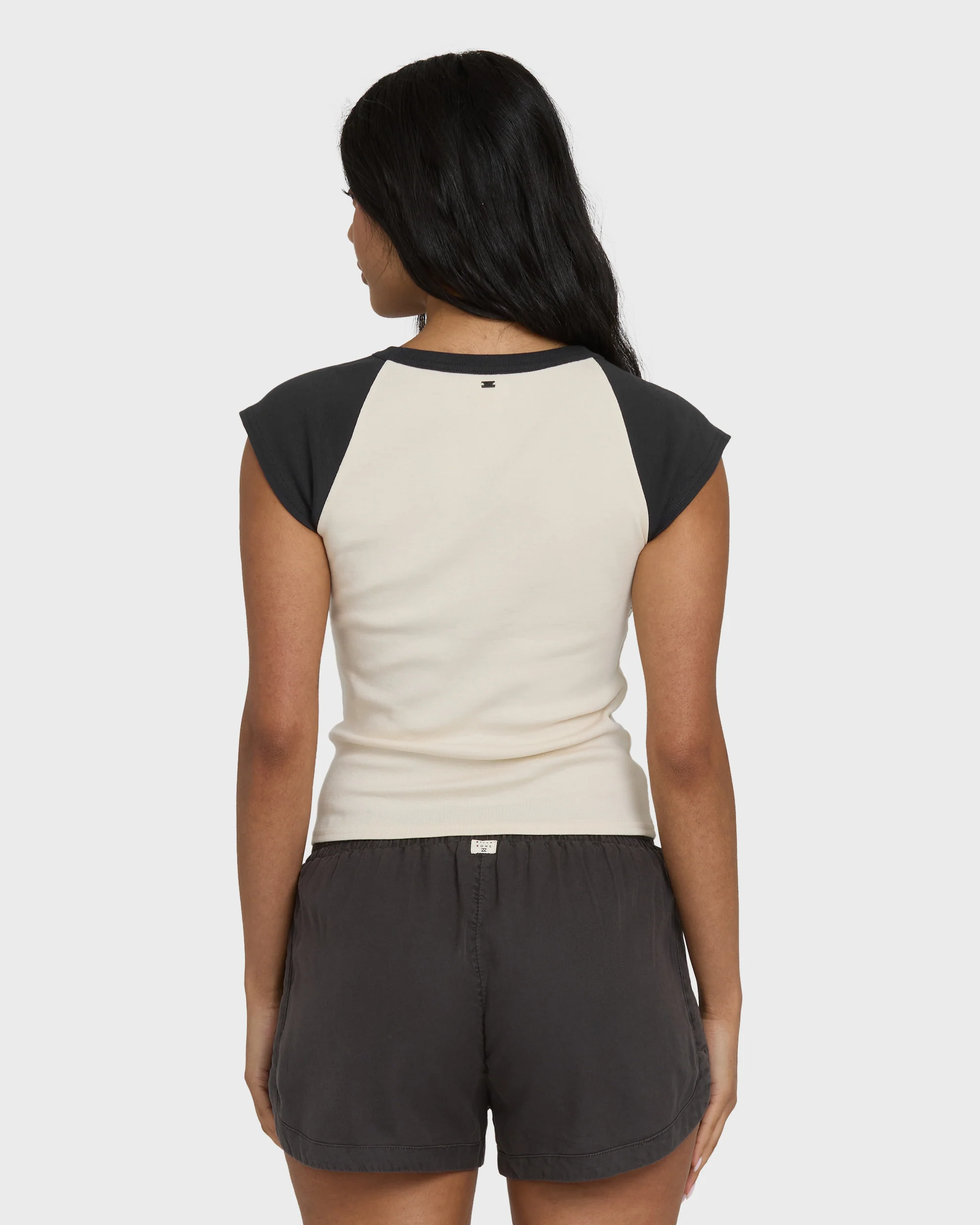 Des Tropic Short Sleeve Raglan Top - White Cap
