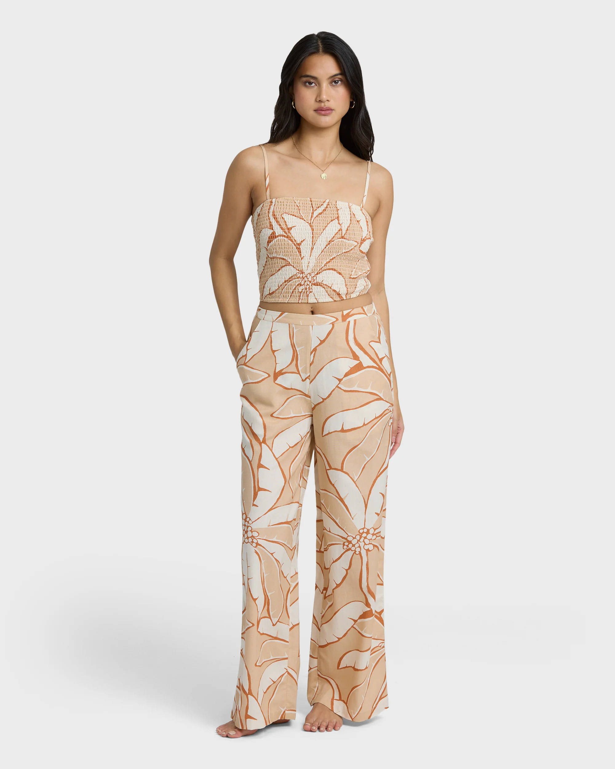 Tropic Breeze Woven Tank - Stone