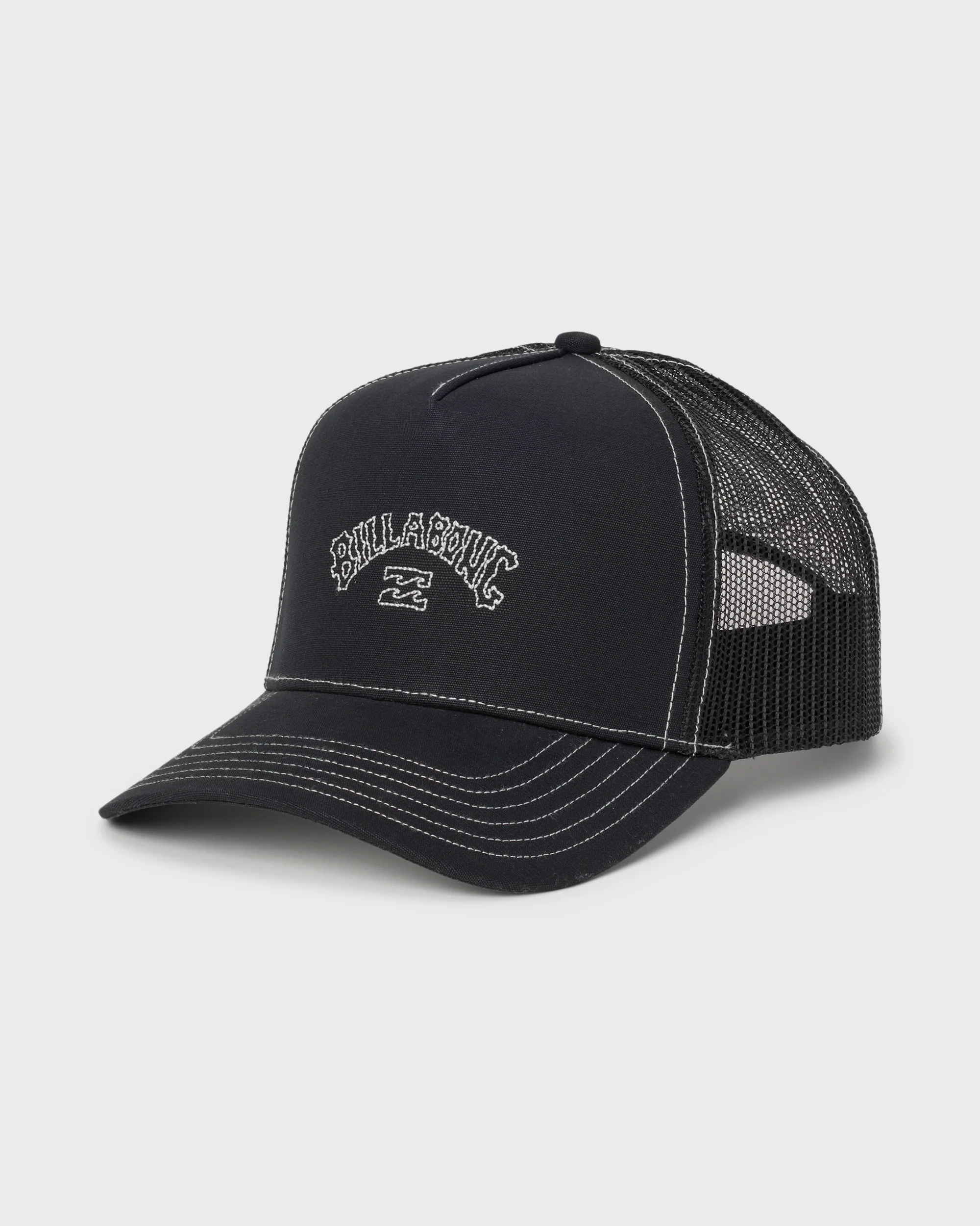 Peaked Trucker Hat - Black