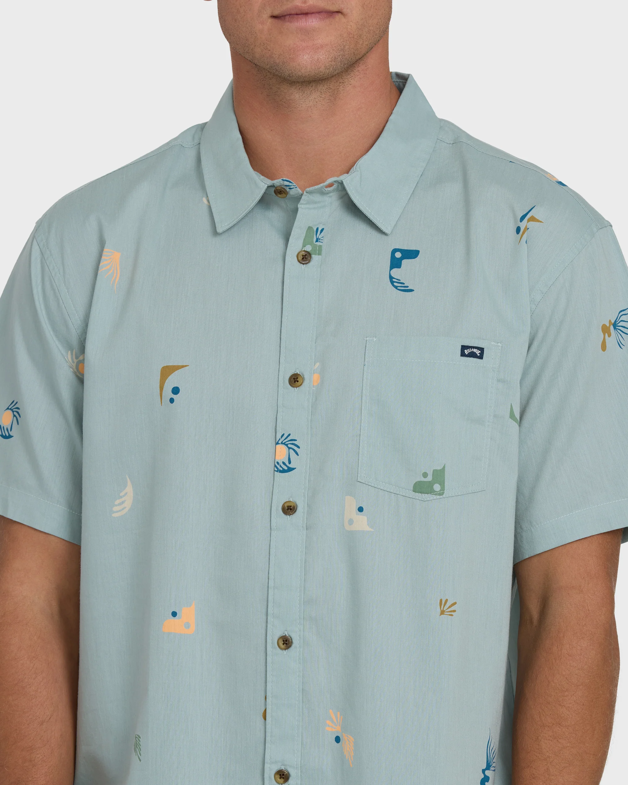 Sundays Mini Short Sleeve Woven Shirt - Blue Fog