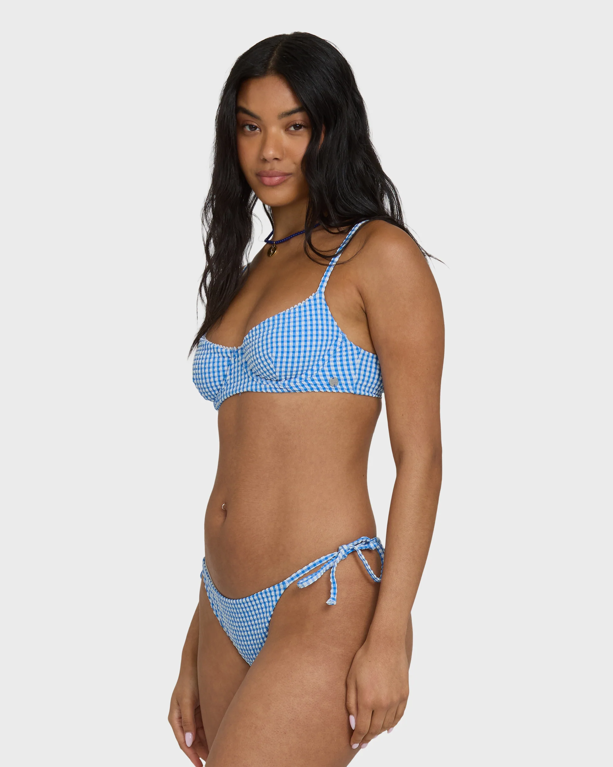 Mini Wave Check Helena Underwire Bikini Top - True Blue