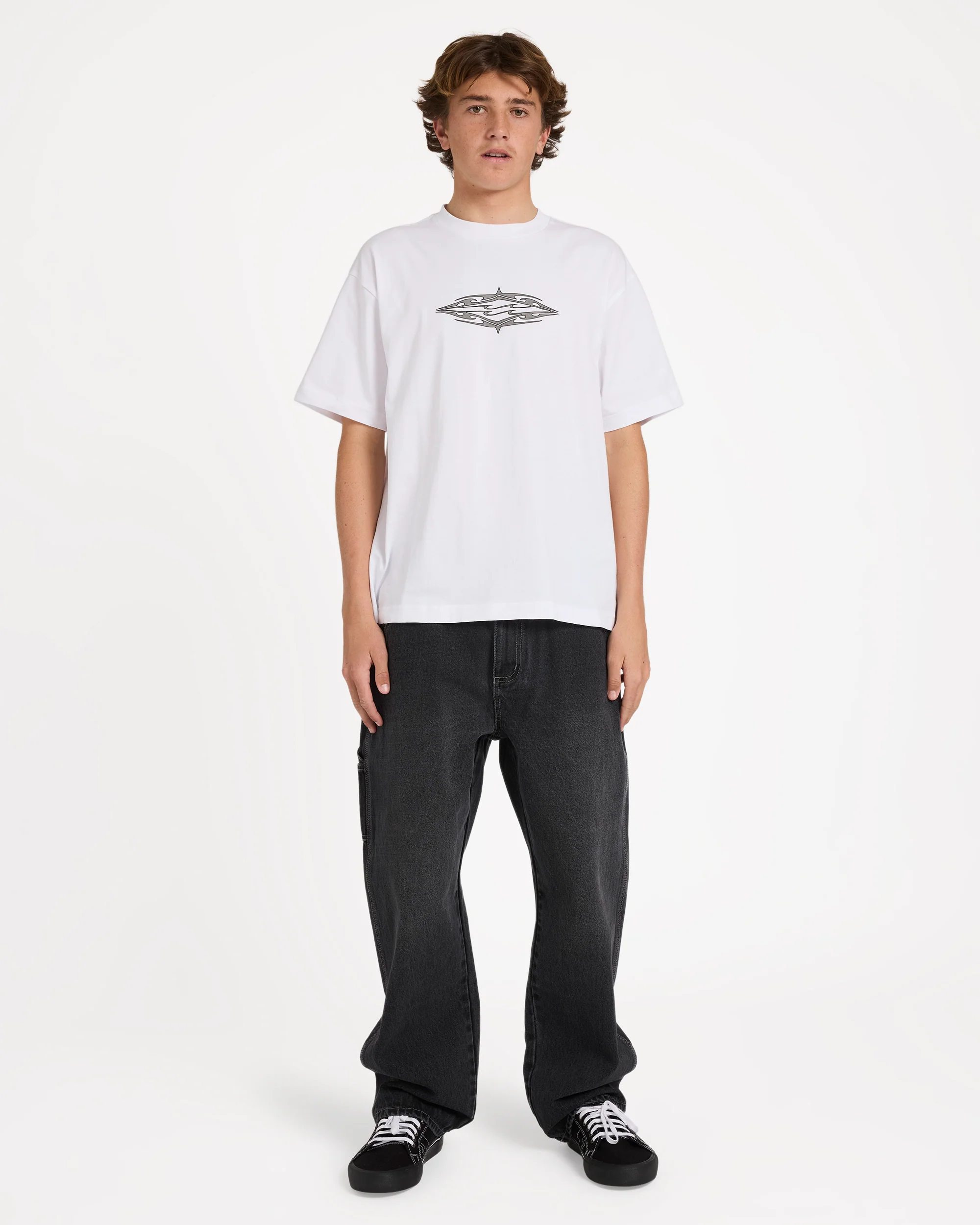 Tribal Diamonds Short Sleeve Knit T-Shirt - White