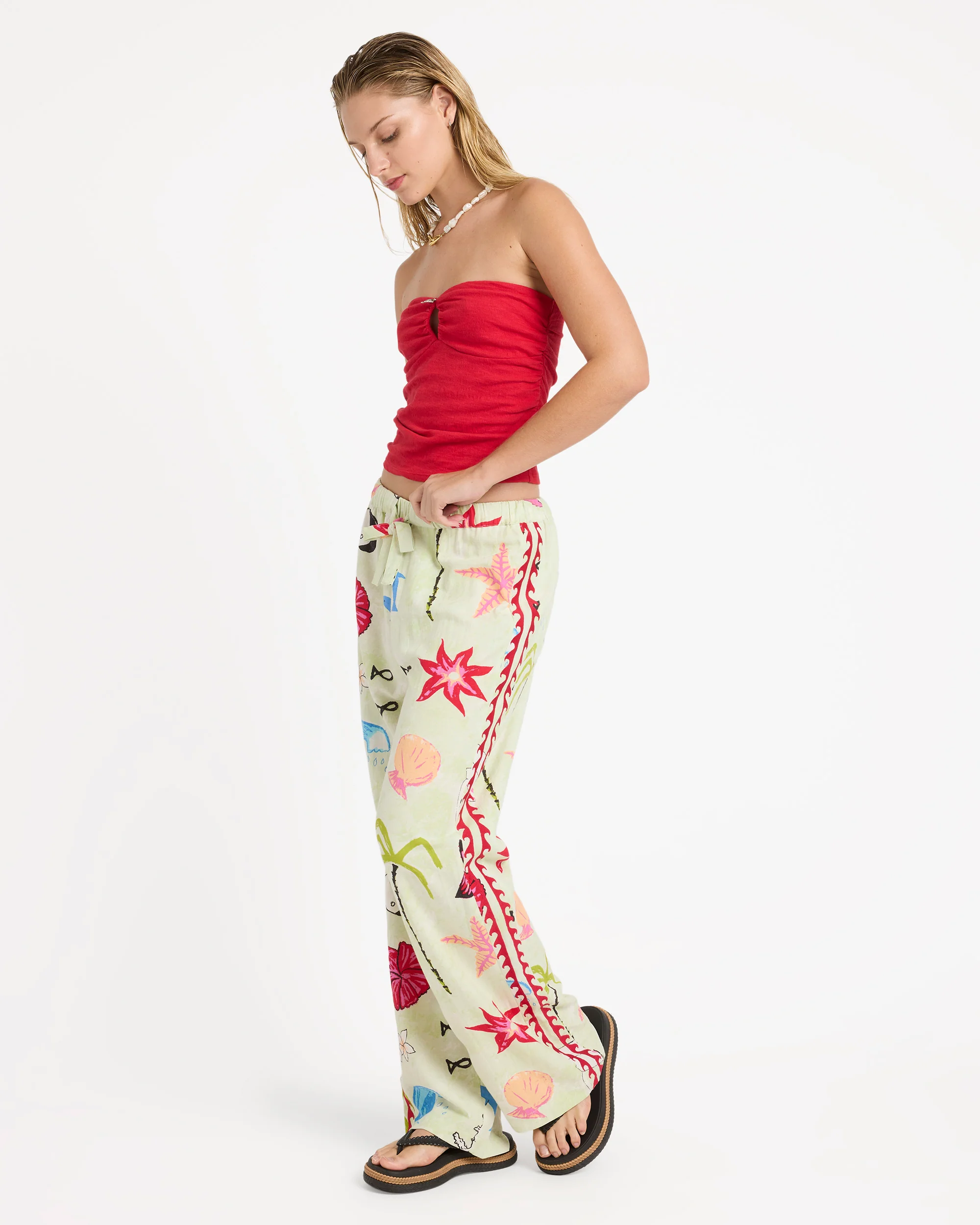 Lottie Hall Woven Elastic Waist Pants - Sunny Lime