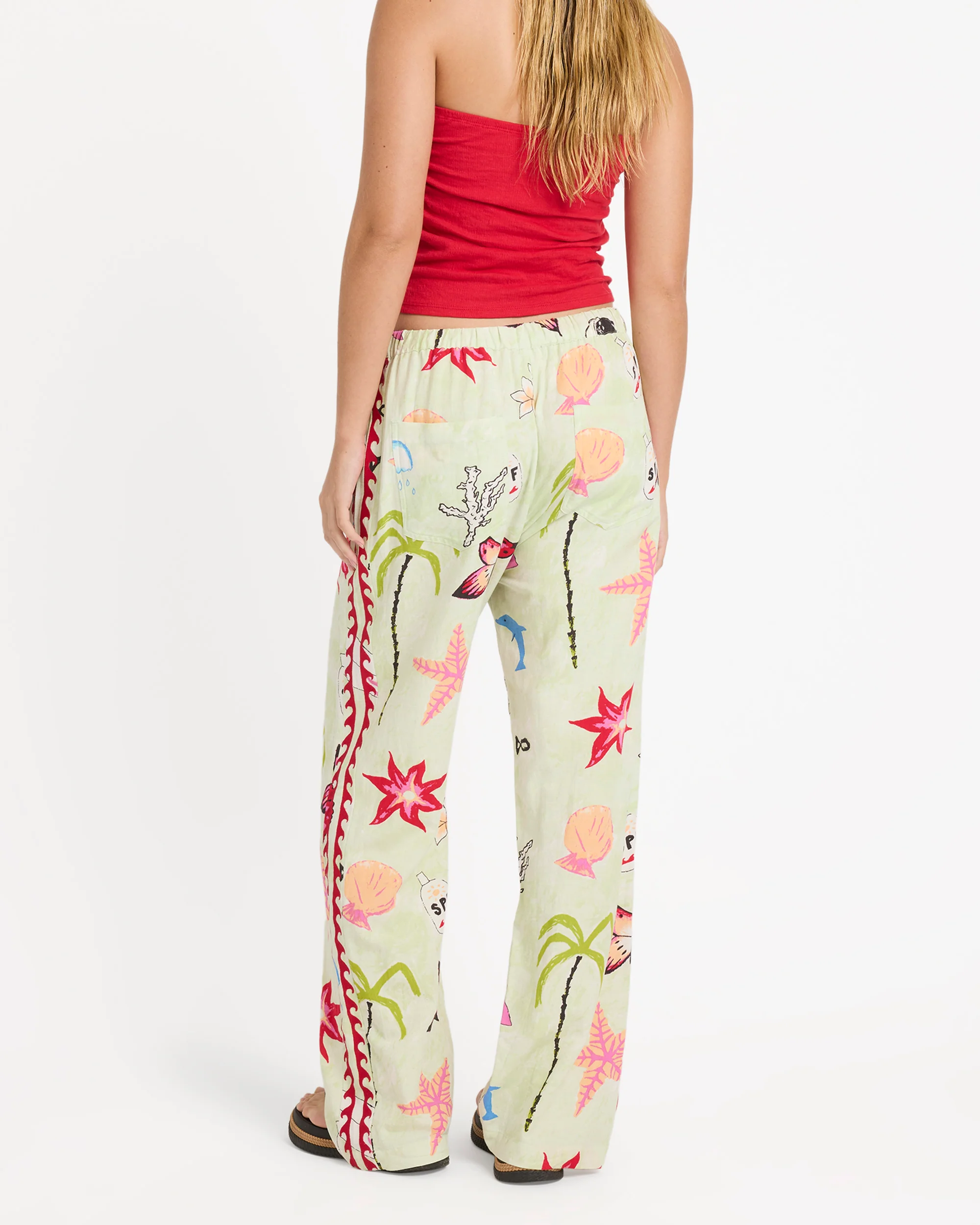 Lottie Hall Woven Elastic Waist Pants - Sunny Lime