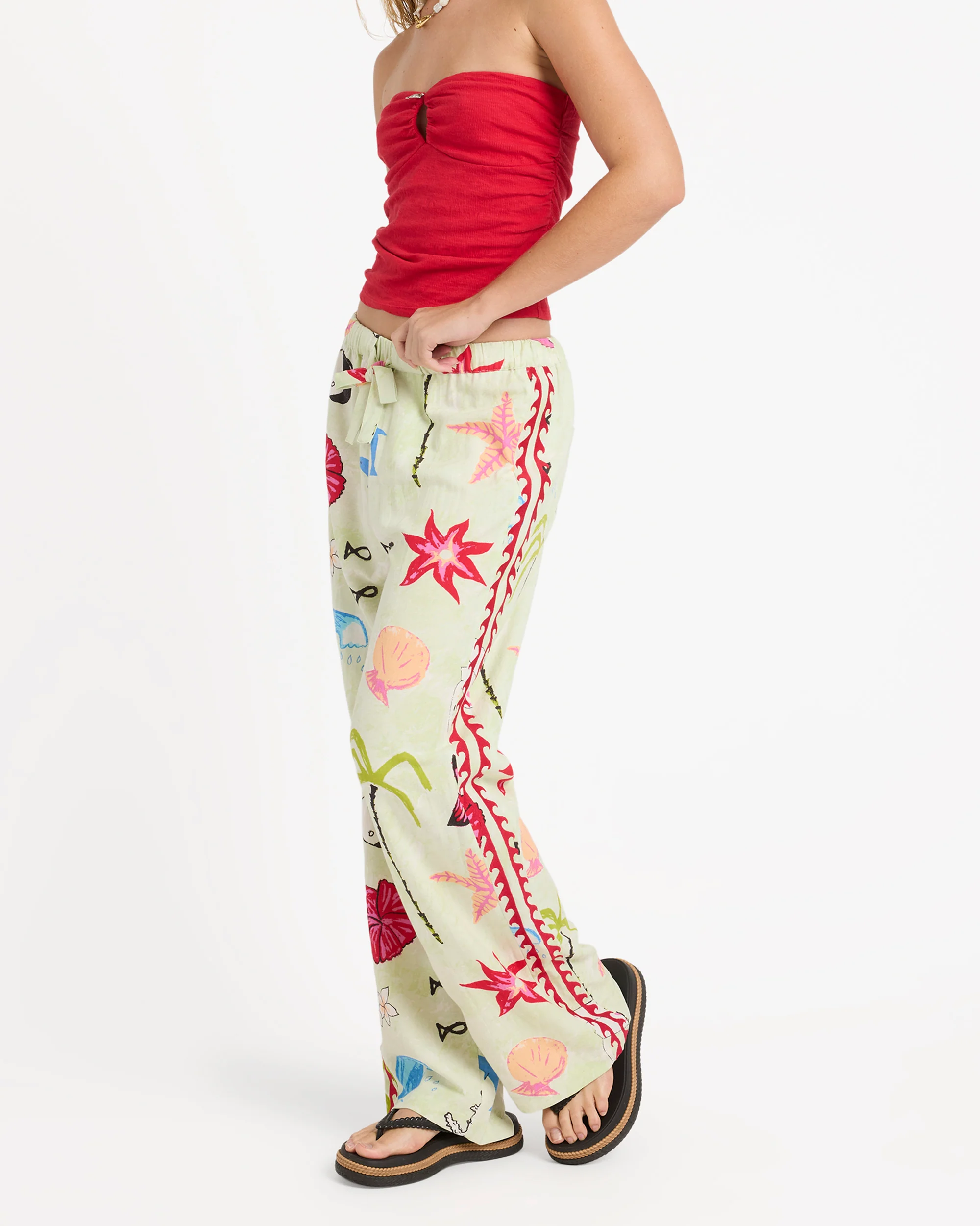 Lottie Hall Woven Elastic Waist Pants - Sunny Lime
