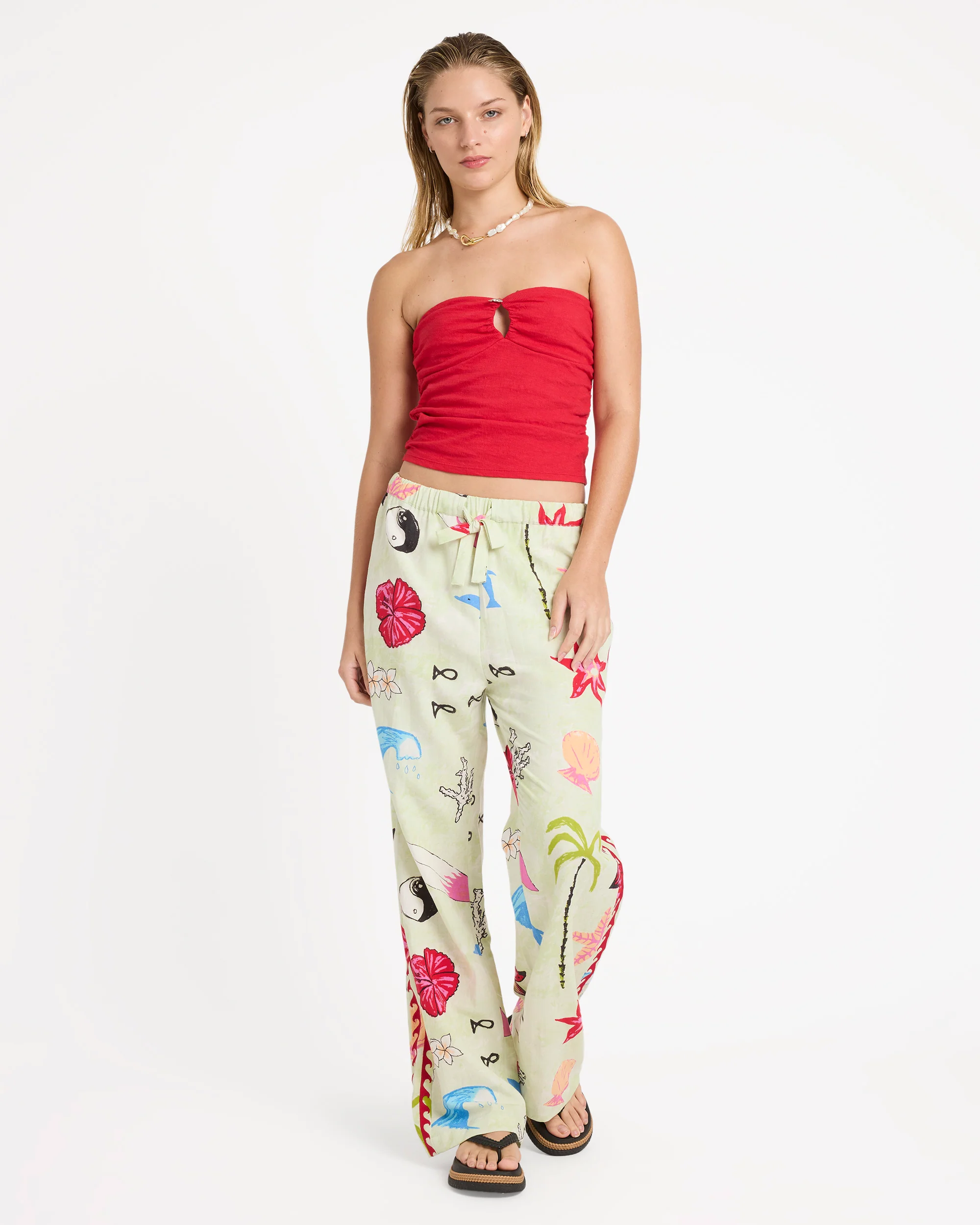 Lottie Hall Woven Elastic Waist Pants - Sunny Lime