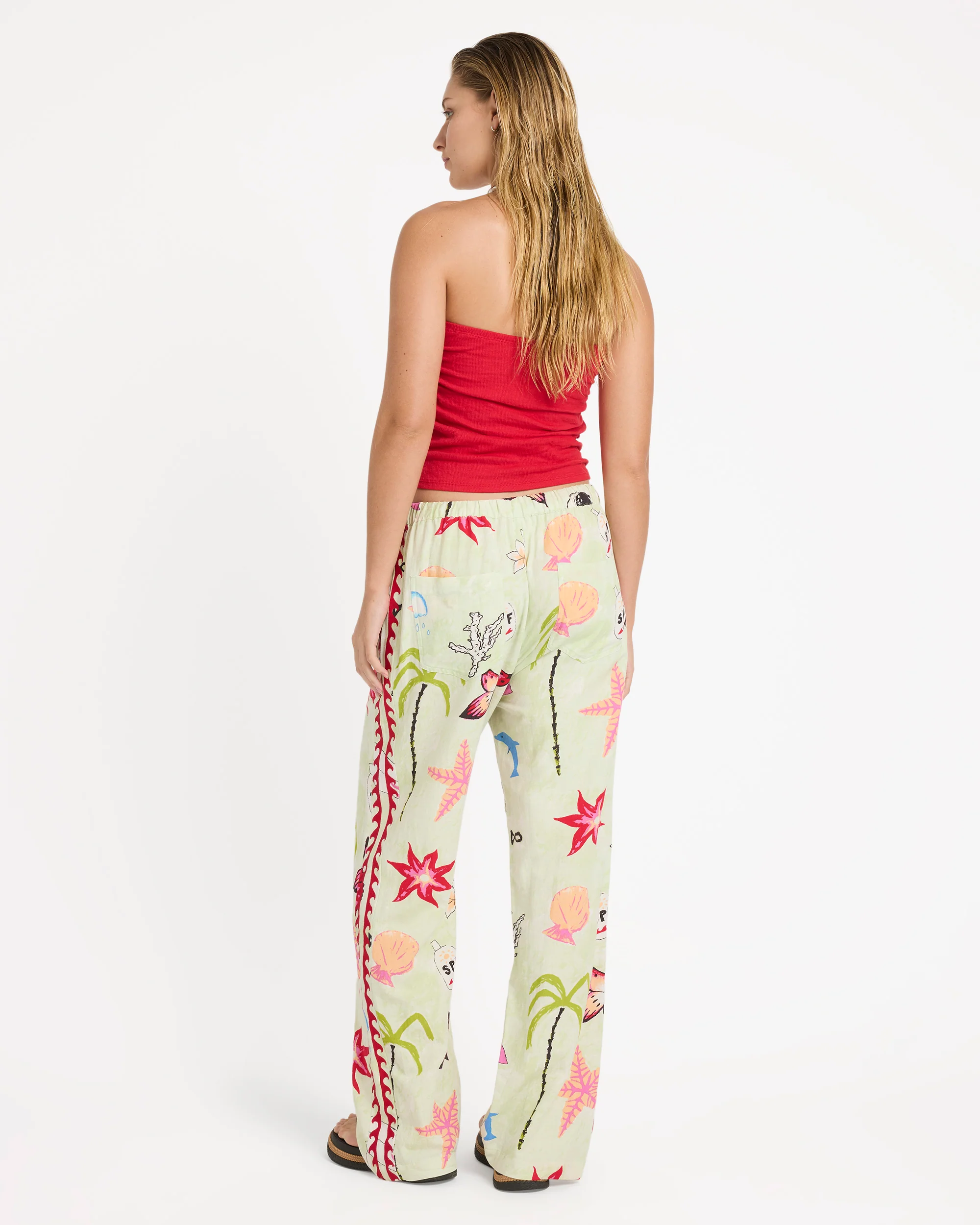 Lottie Hall Woven Elastic Waist Pants - Sunny Lime