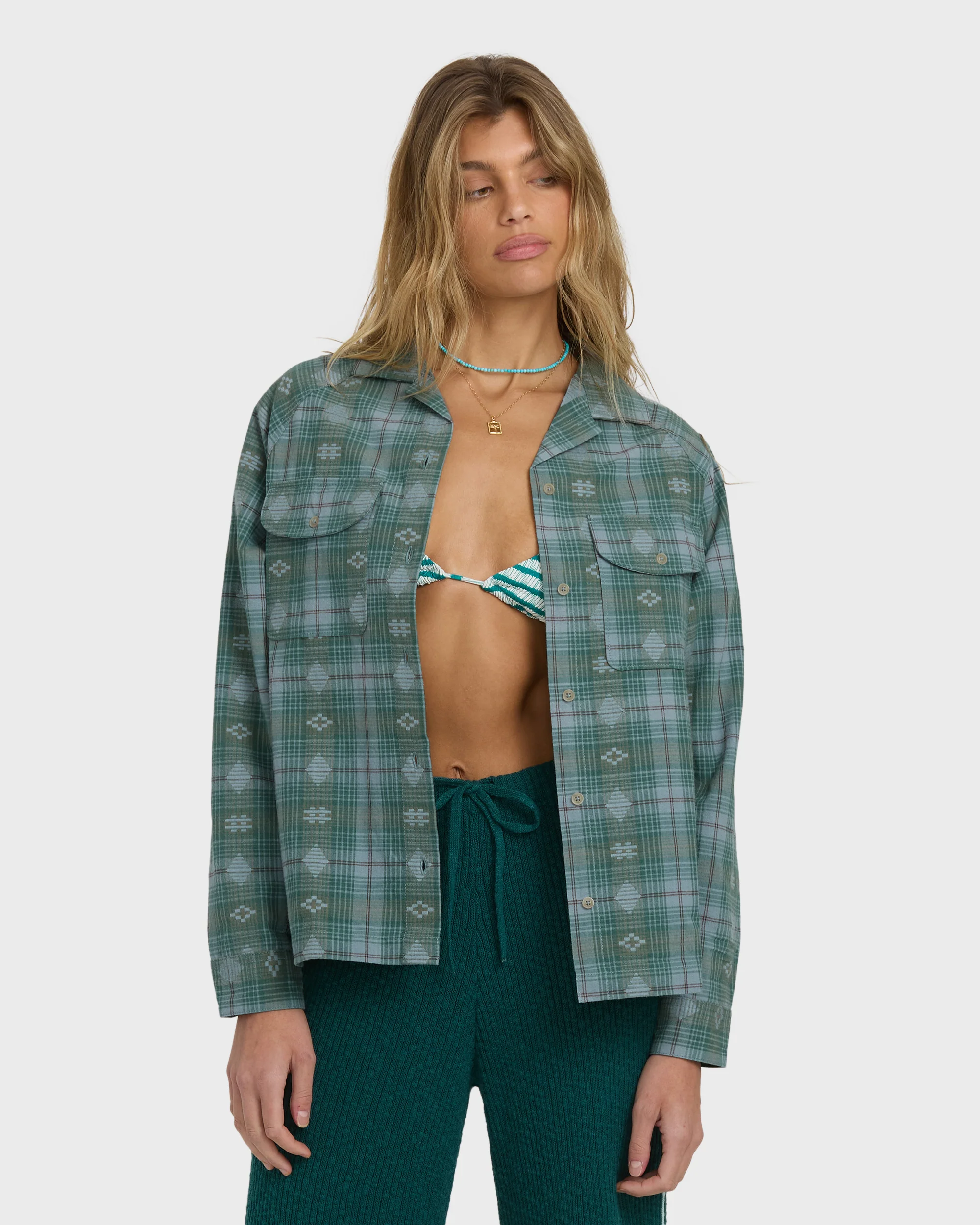 Coastal Breeze Long Sleeve Shirt - Mineral Blue