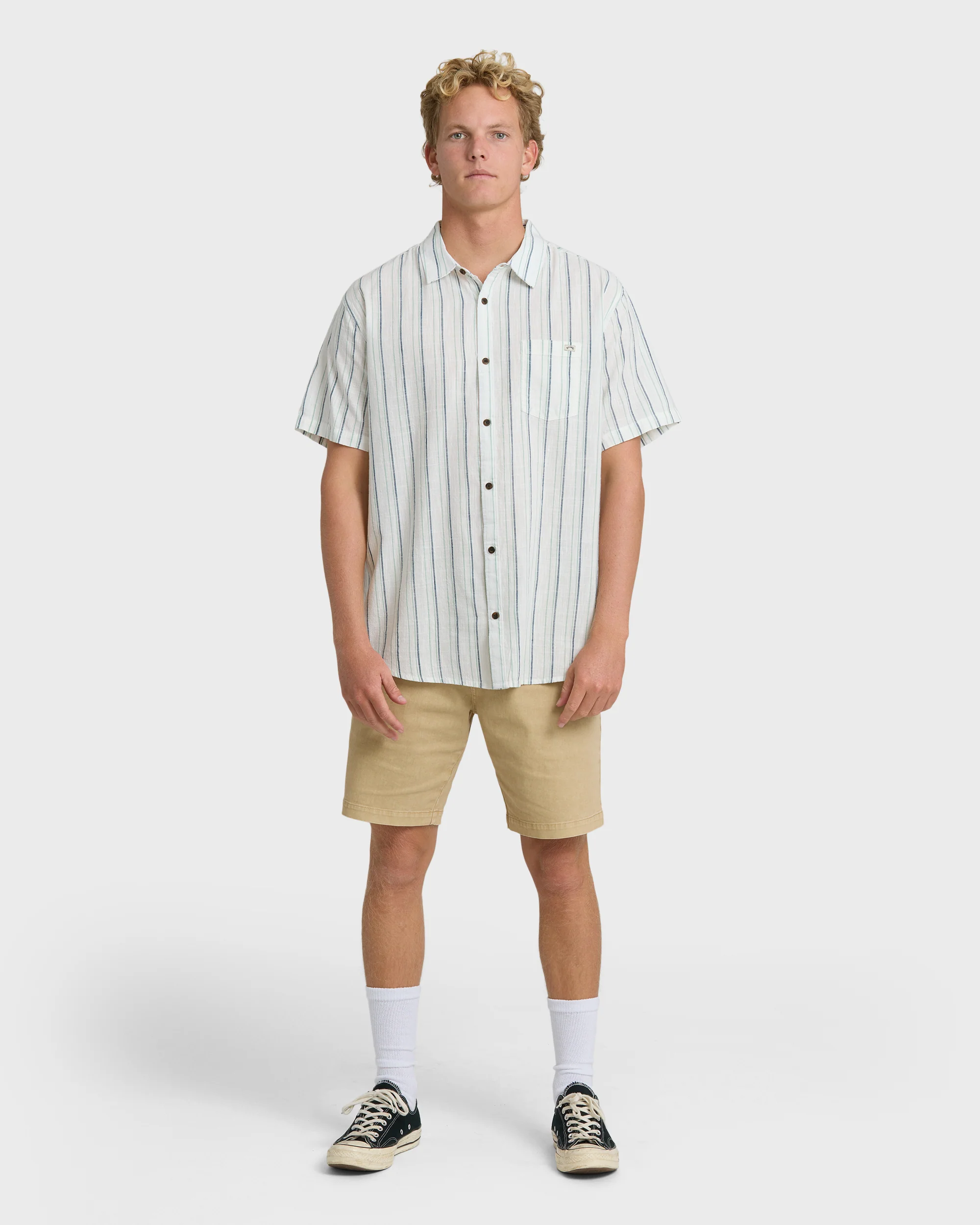 All Day Stripe Short Sleeve Shirt - Cream