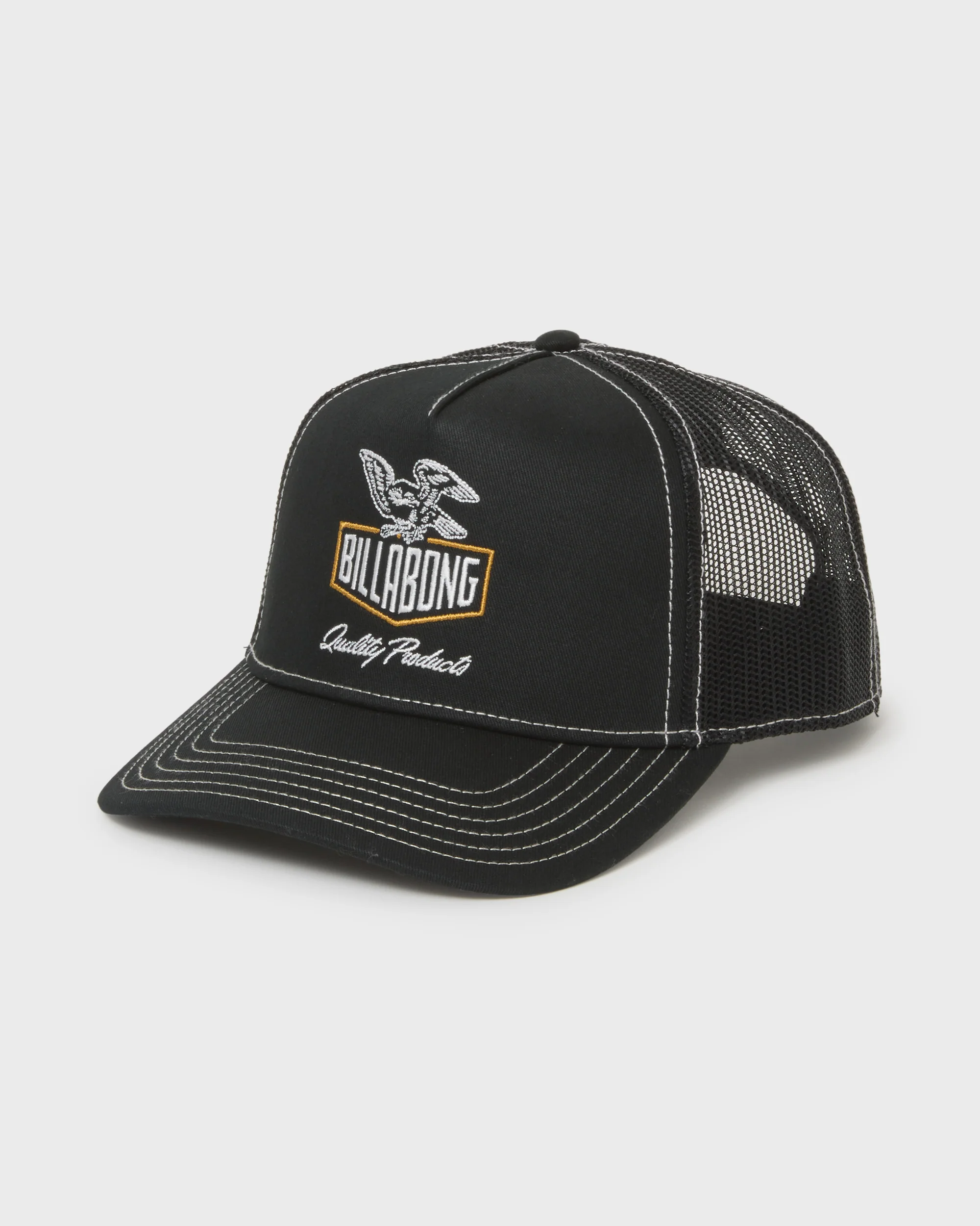 Peaked Trucker Hat - Black