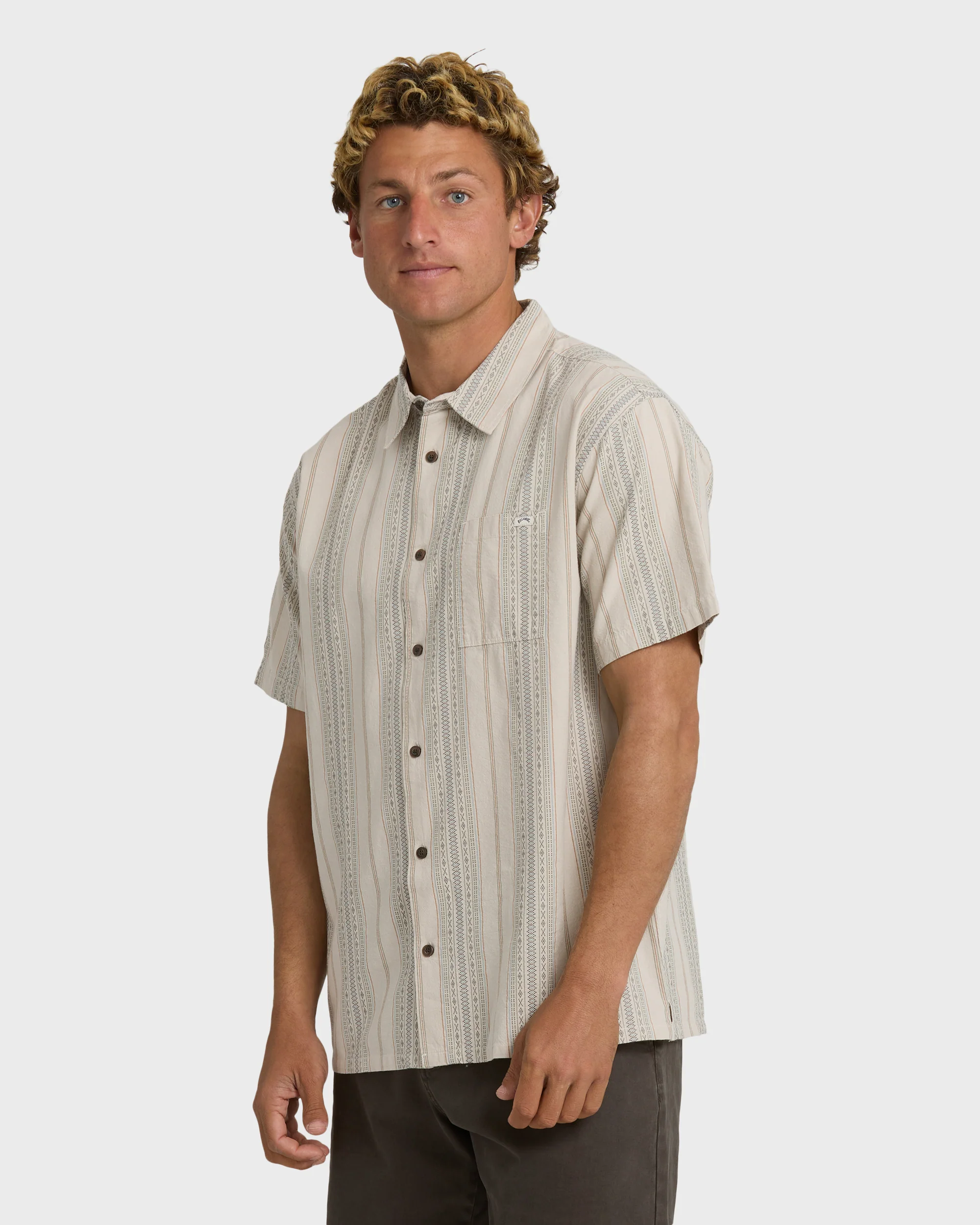 7224-sundays-jacquard-short-sleeve-woven-shirt-oatmeal-3.webp Sundays Jacquard Short Sleeve Woven Shirt - Oatmeal