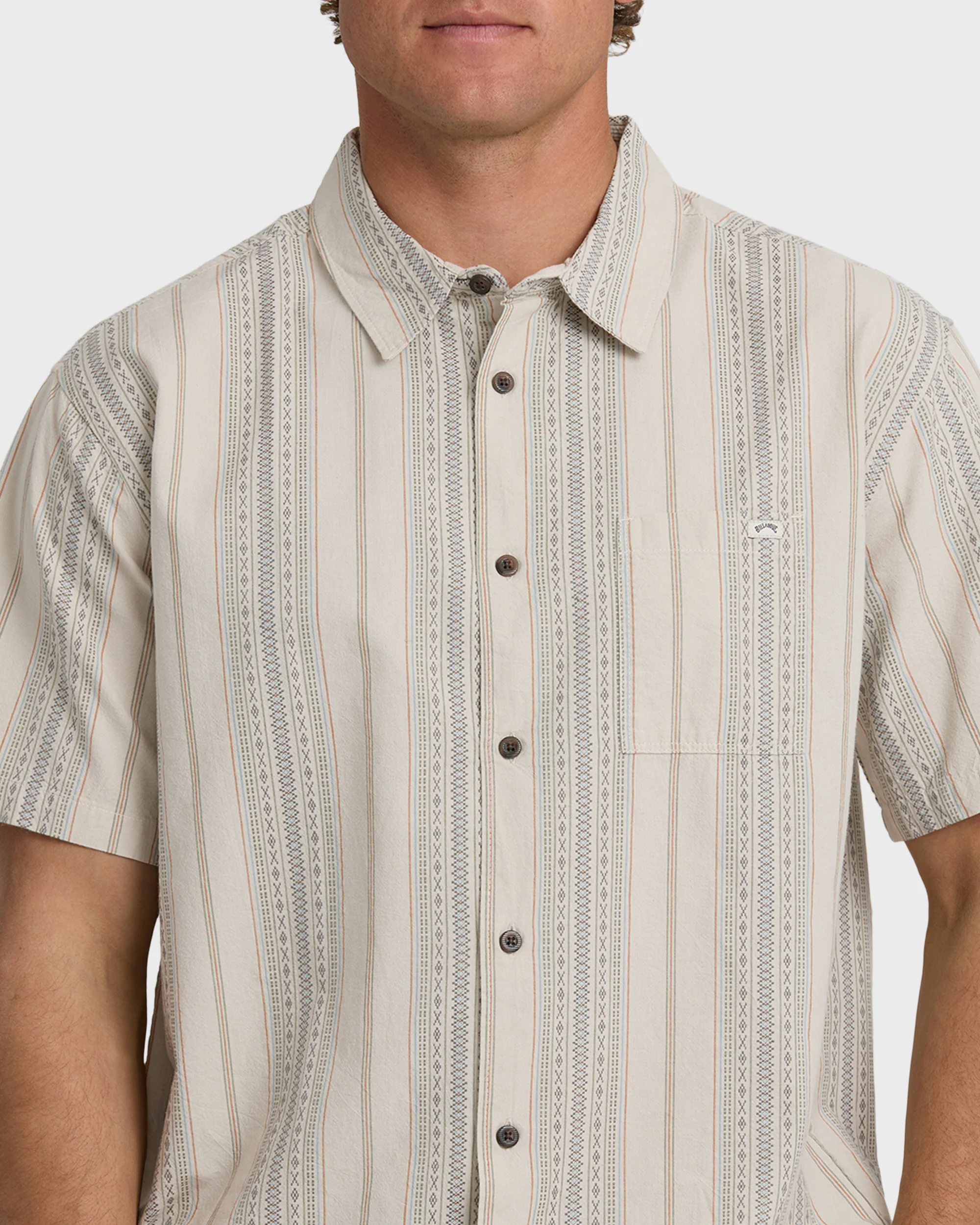7224-sundays-jacquard-short-sleeve-woven-shirt-oatmeal-5.webp Sundays Jacquard Short Sleeve Woven Shirt - Oatmeal