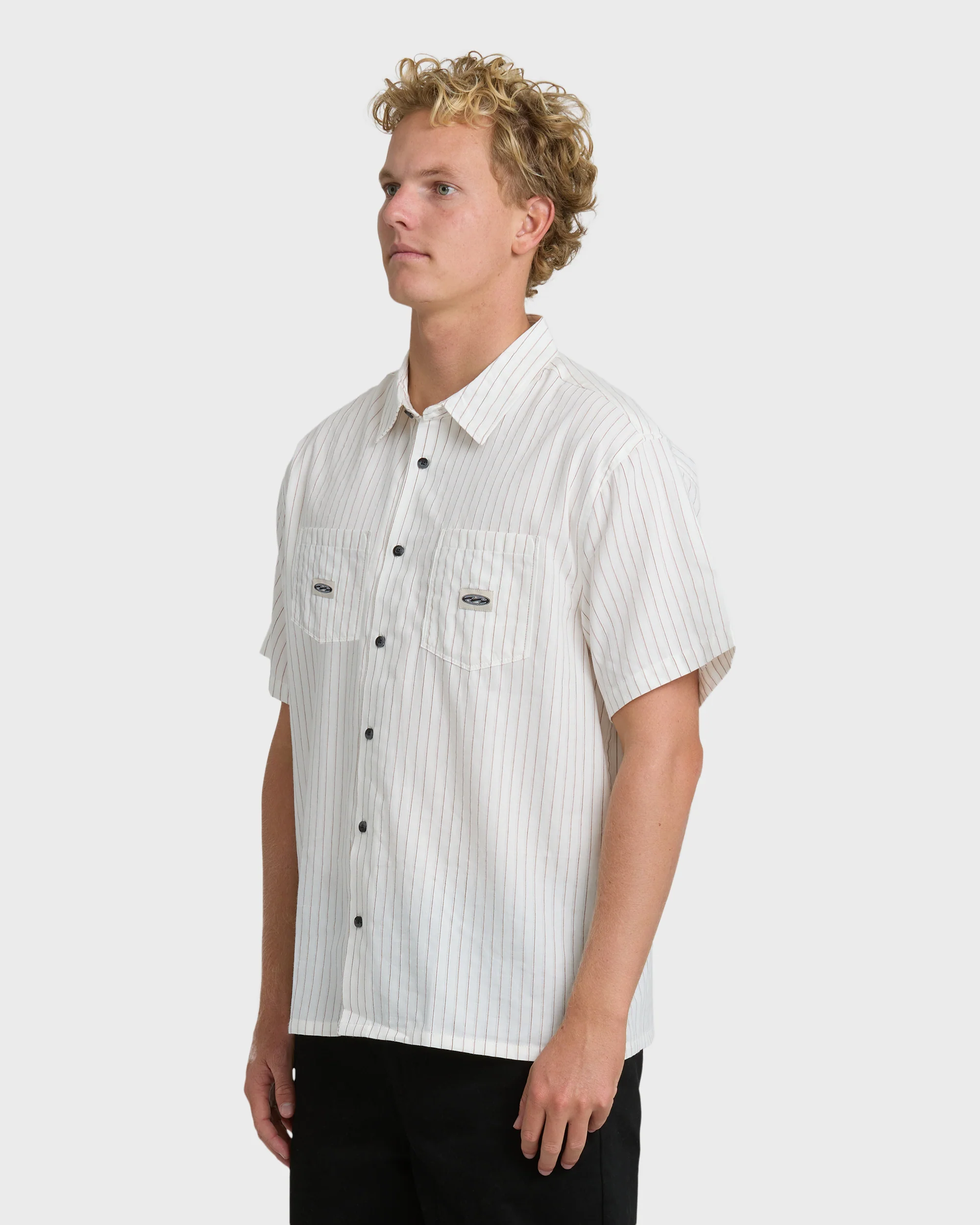 7442-bad-dog-short-sleeve-woven-shirt-off-white-3.webp Bad Dog Short Sleeve Woven Shirt - Off White